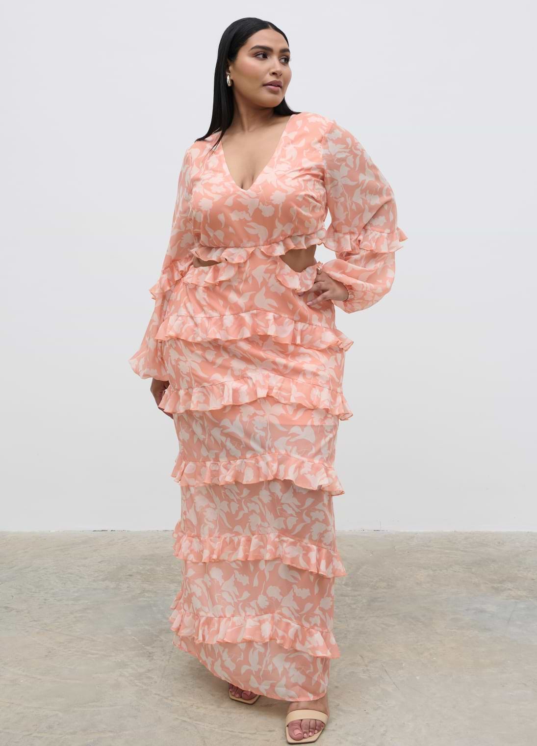 Evie Maxi Dress Curve - Terracotta Petal
