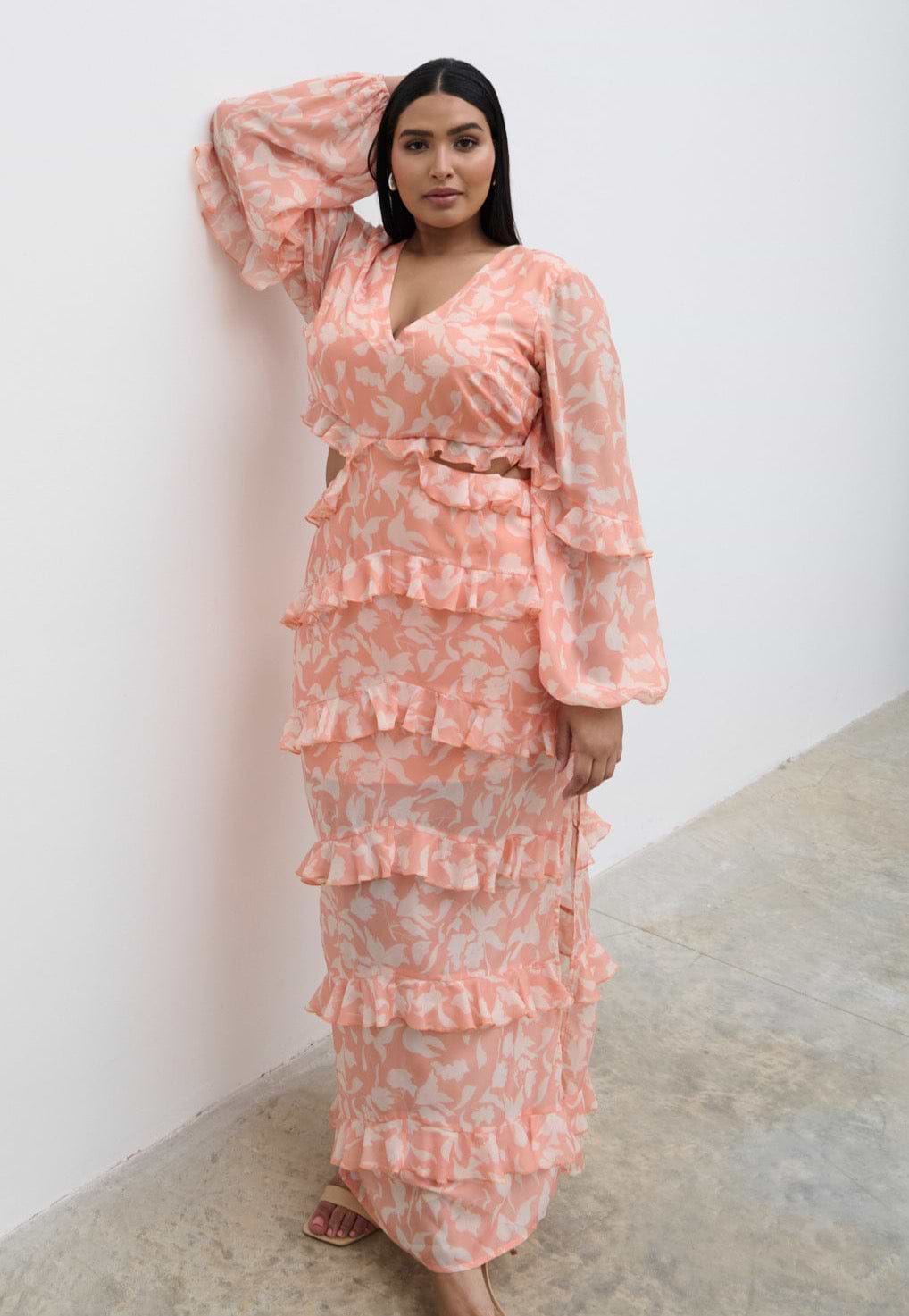 Evie Maxi Dress Curve - Terracotta Petal