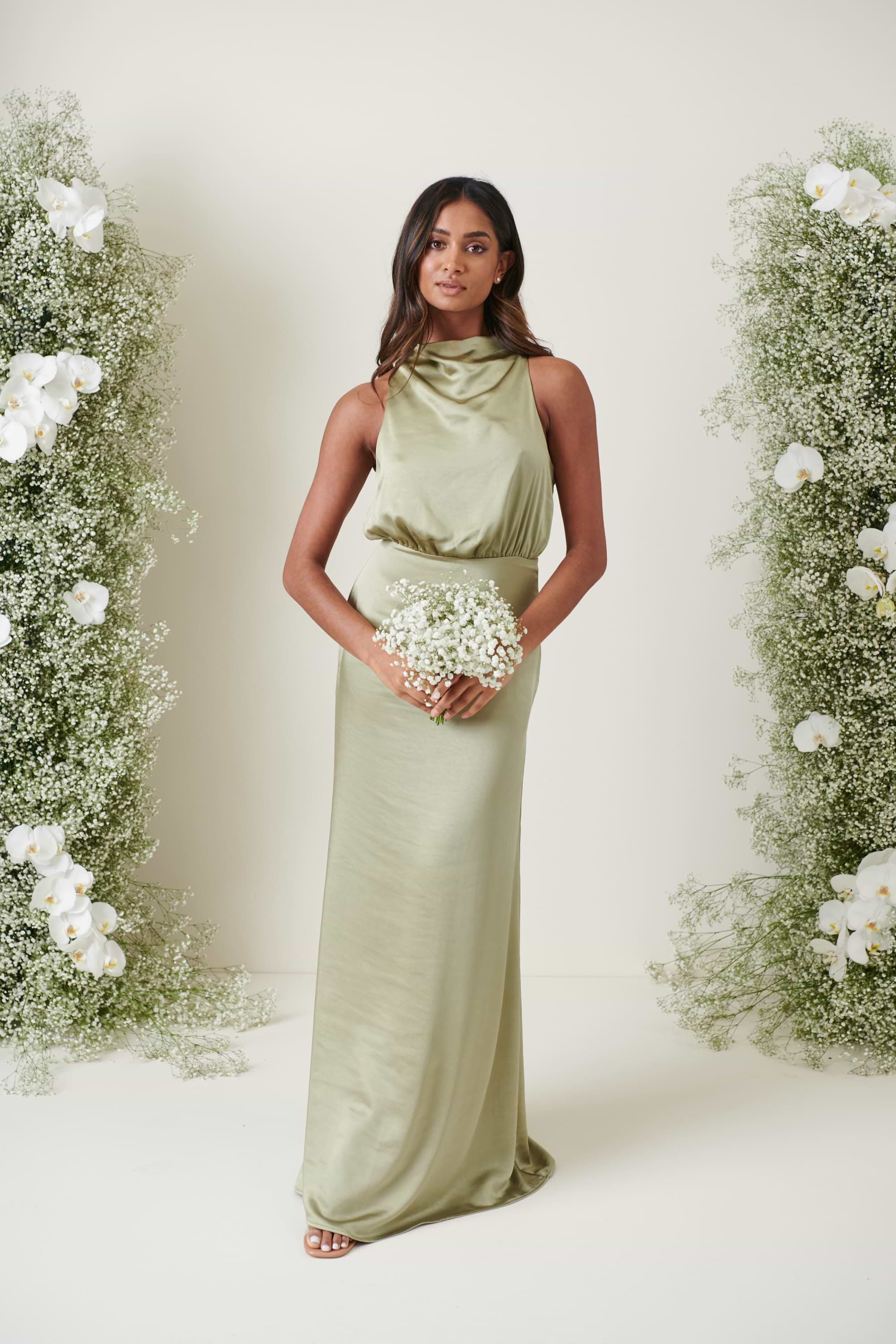 Farrah Maxi Bridesmaid Dress - Matte Olive