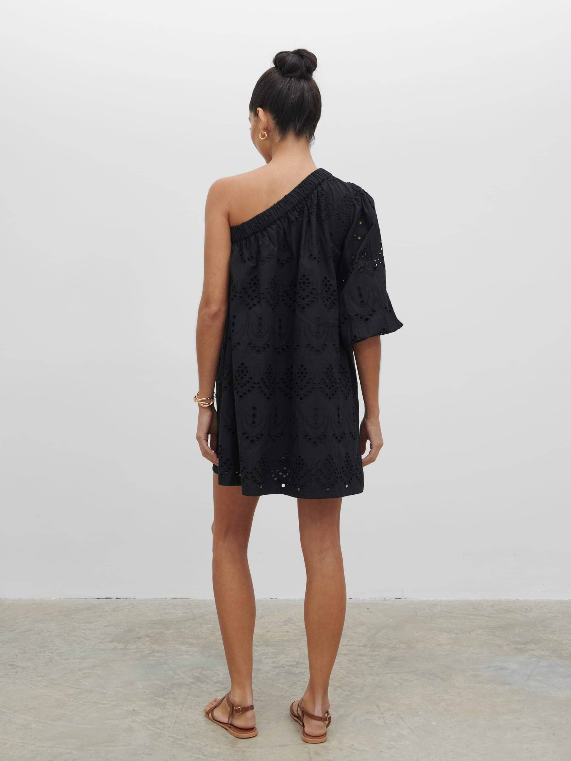 Fawn Broderie Mini Dress - Black