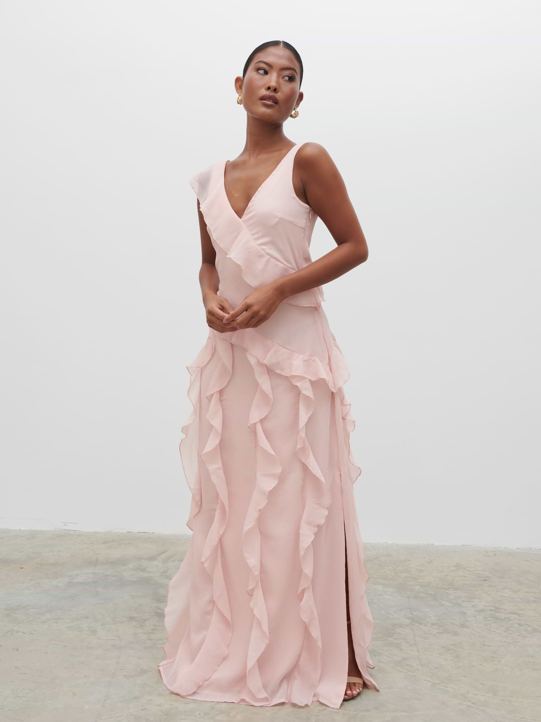 Faye Ruffle Maxi Dress - Blush