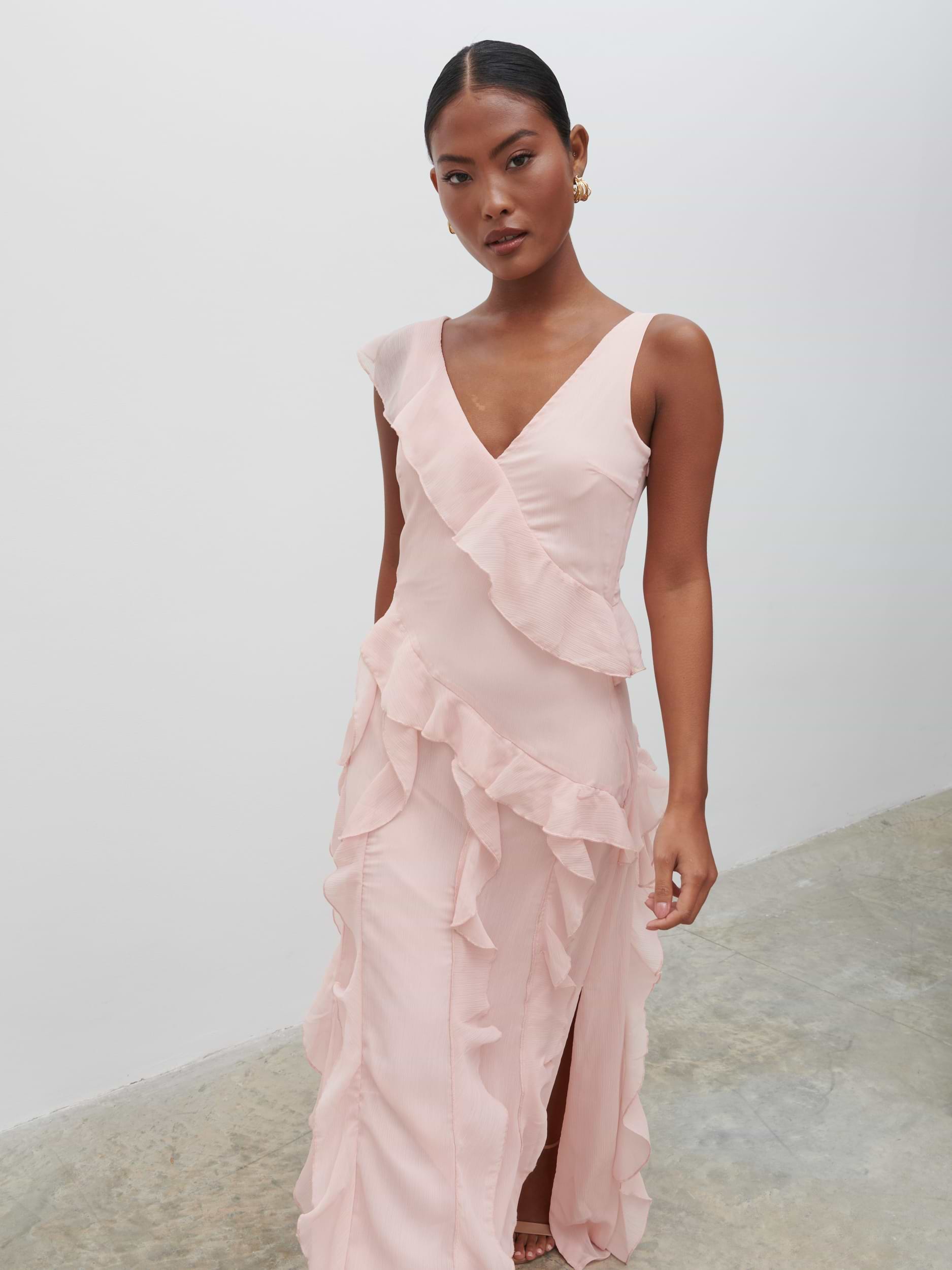 Faye Ruffle Maxi Dress - Blush