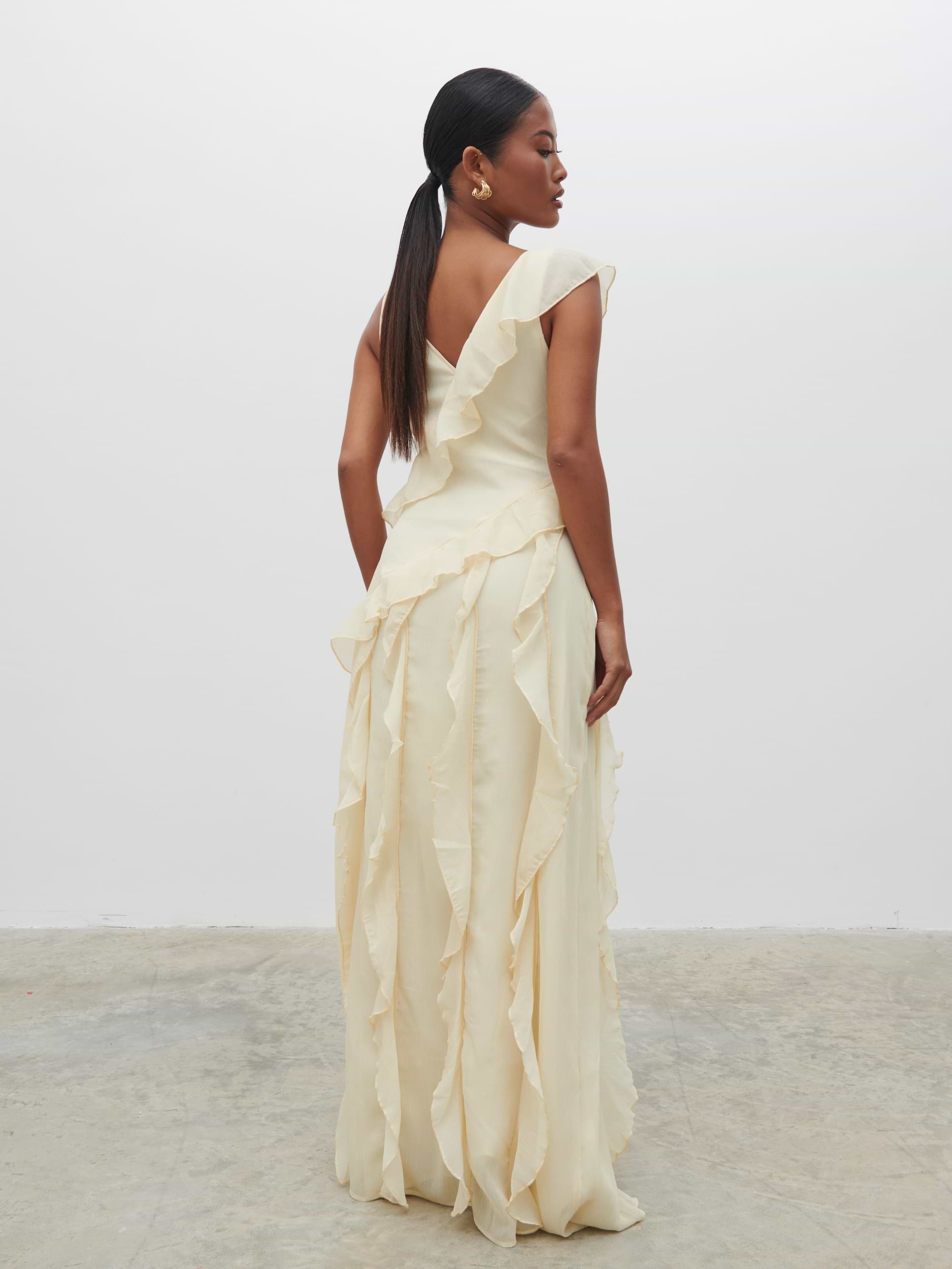 Faye Ruffle Maxi Dress - Butter Lemon