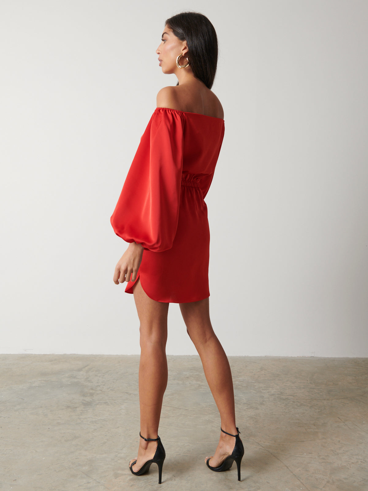 Fern Bardot Mini Dress - Scarlet Red
