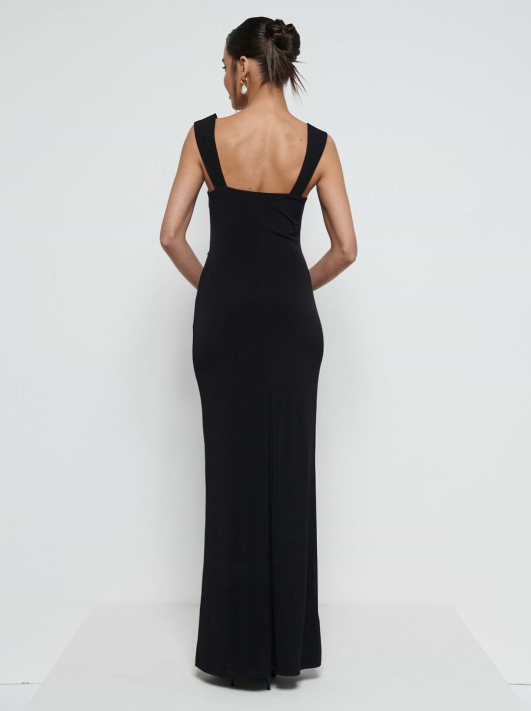 Florence Cowl Neck Jersey Maxi Bridesmaid Dress - Black