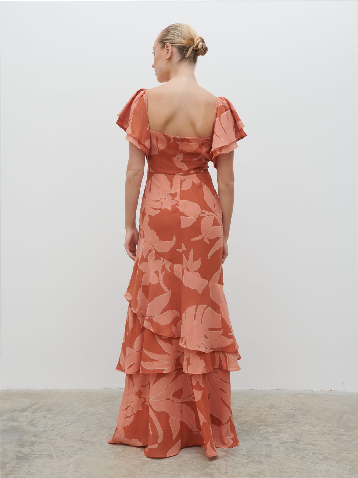 Florence Cut Out Maxi Dress - Dusky Rose Abstract Palm