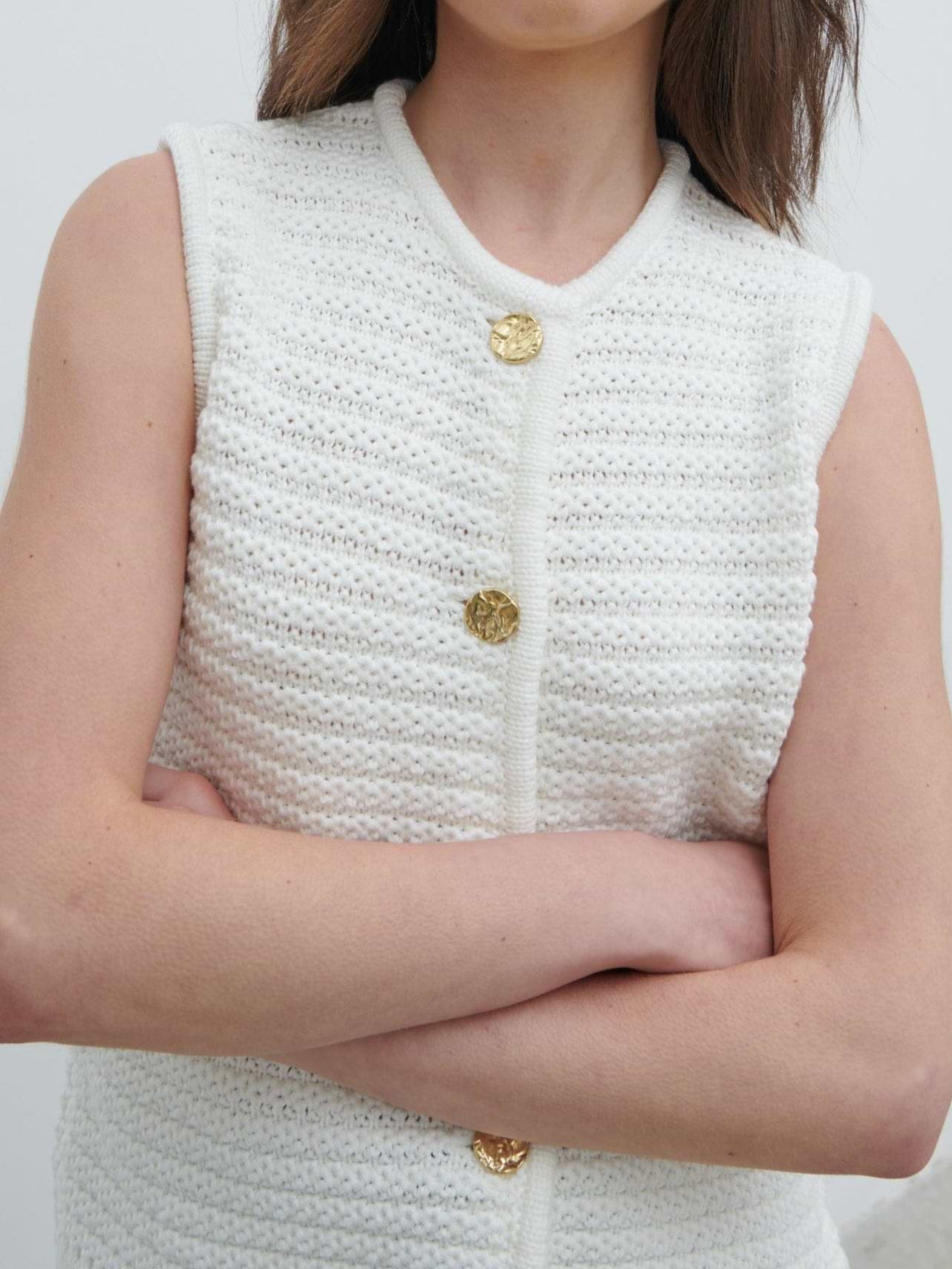 Frankie Crochet Knit Waistcoat - Cream