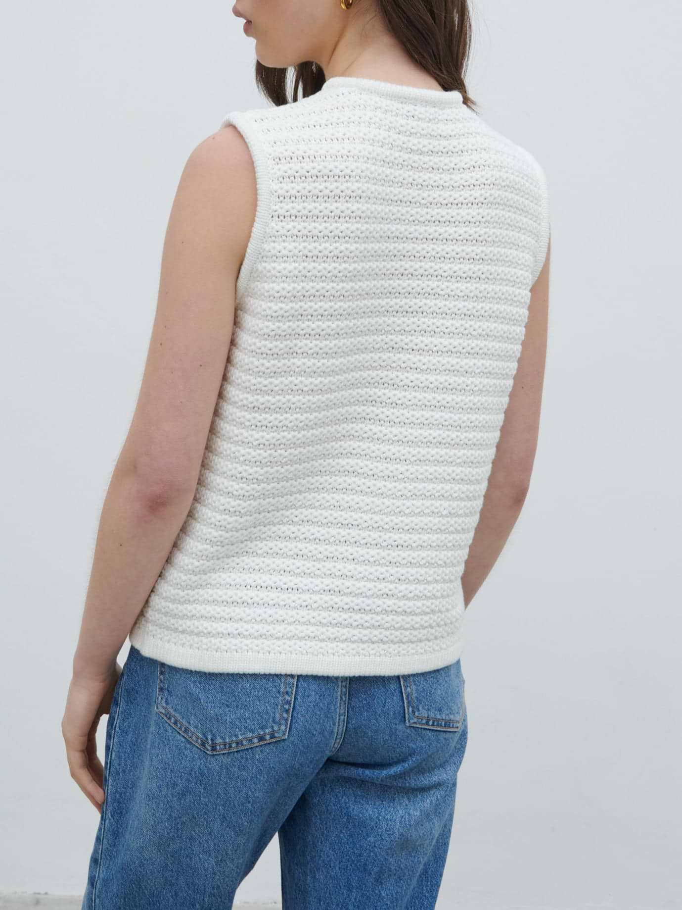 Frankie Crochet Knit Waistcoat - Cream