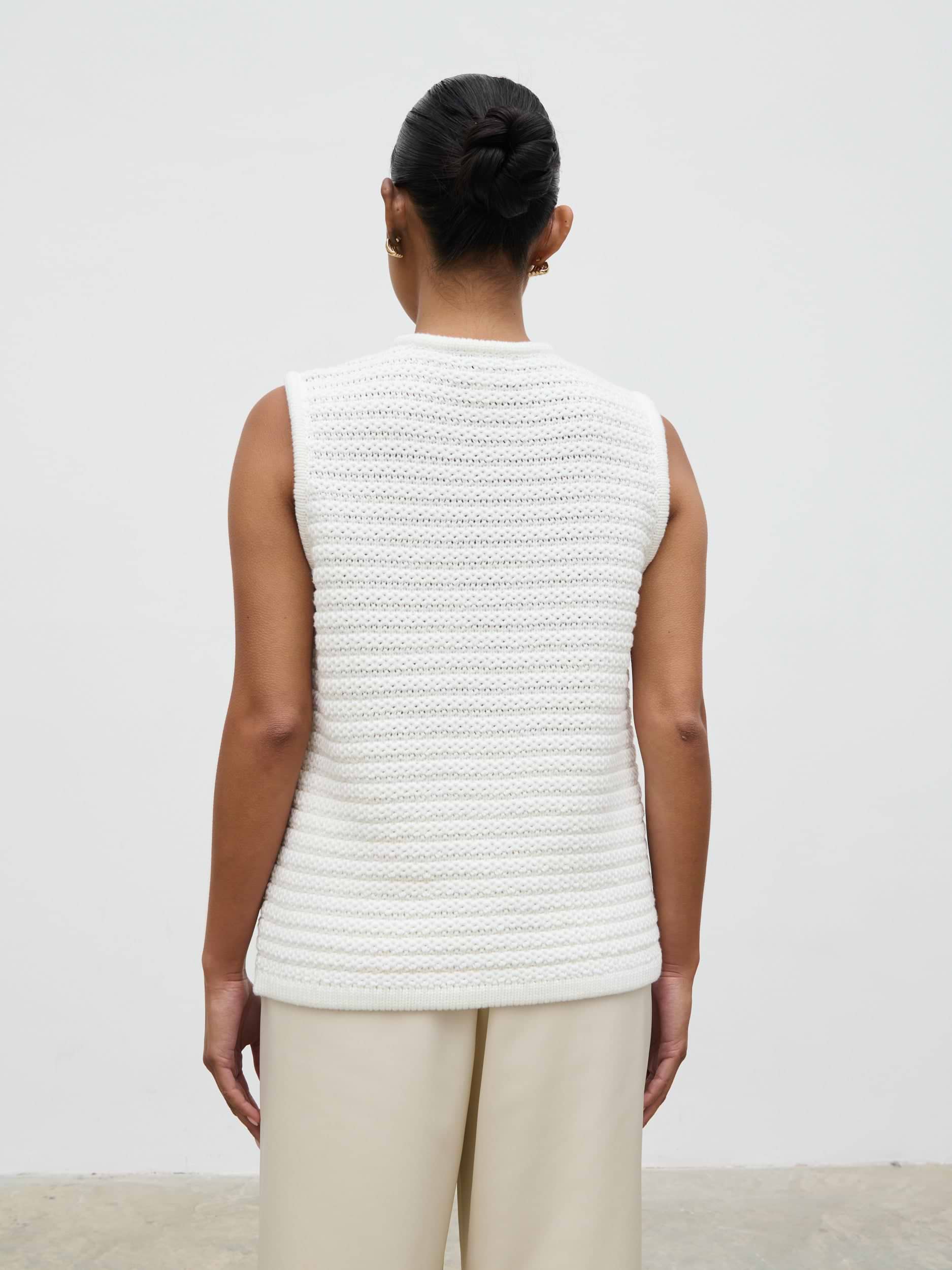 Frankie Crochet Knit Waistcoat - Cream