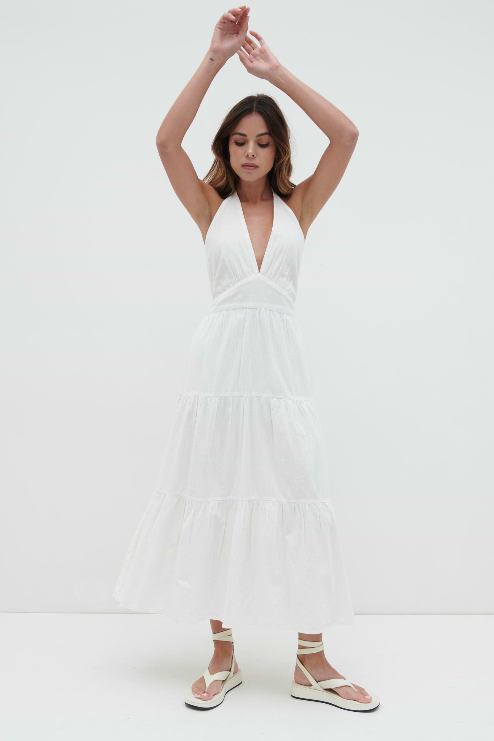 Gabrielle Halterneck Midaxi Dress - White
