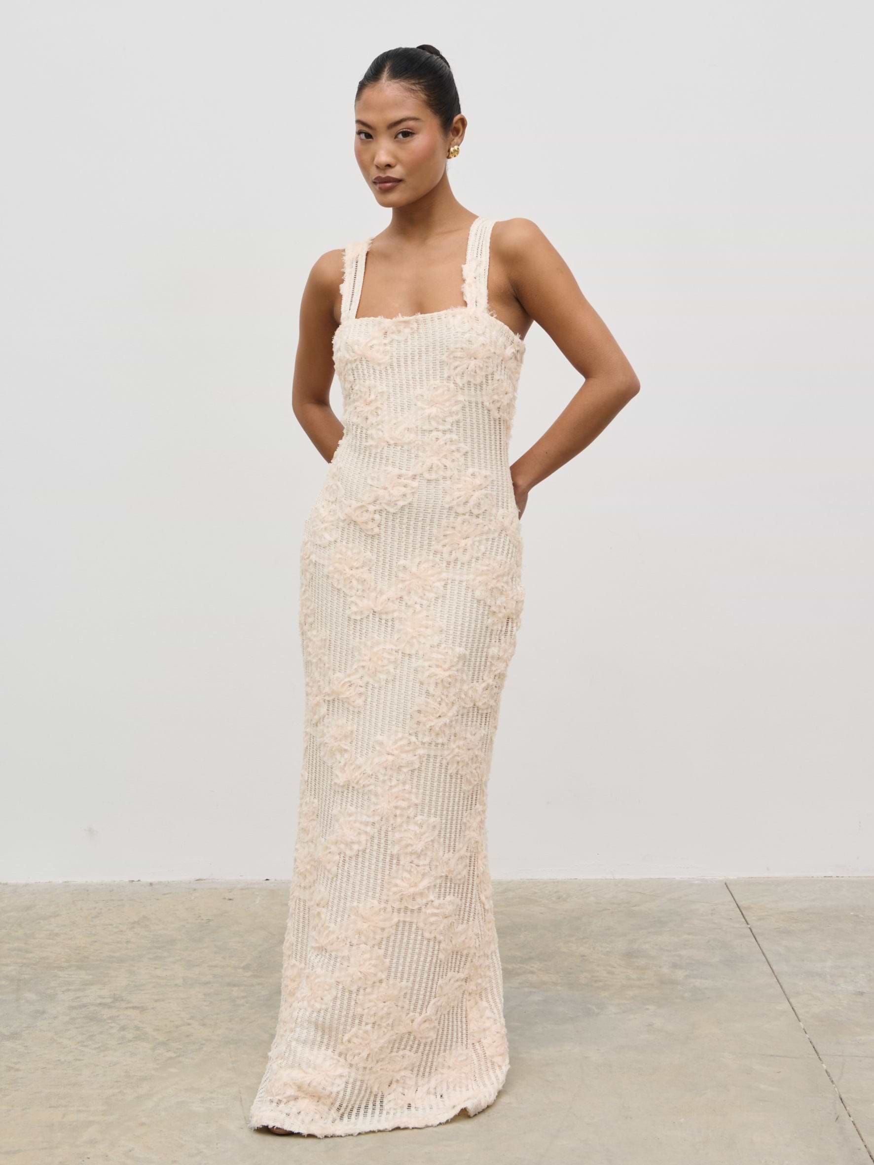 Gigou Crochet Floral Maxi Dress - Cream