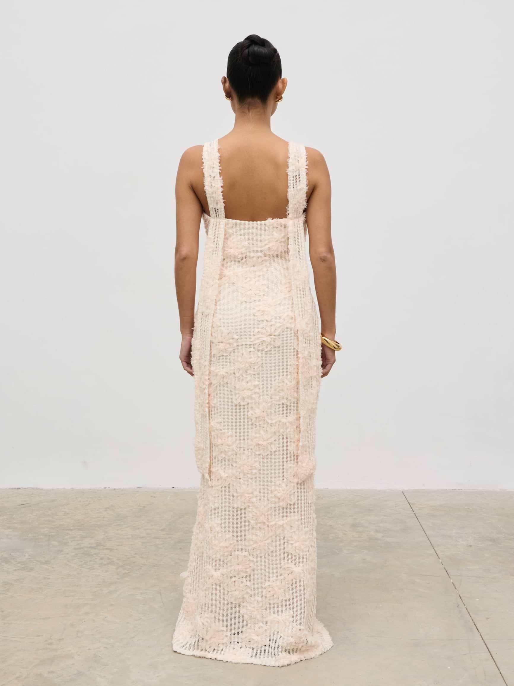 Gigou Crochet Floral Maxi Dress - Cream
