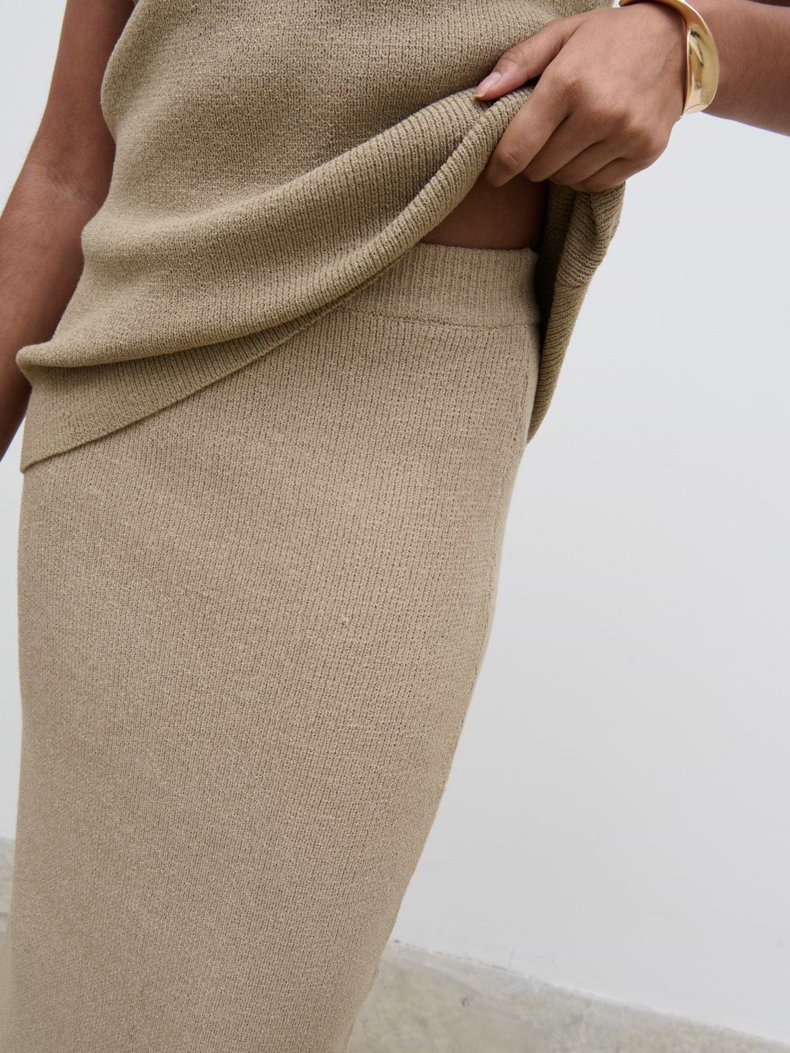 Kourtney Knit Midaxi Skirt - Taupe