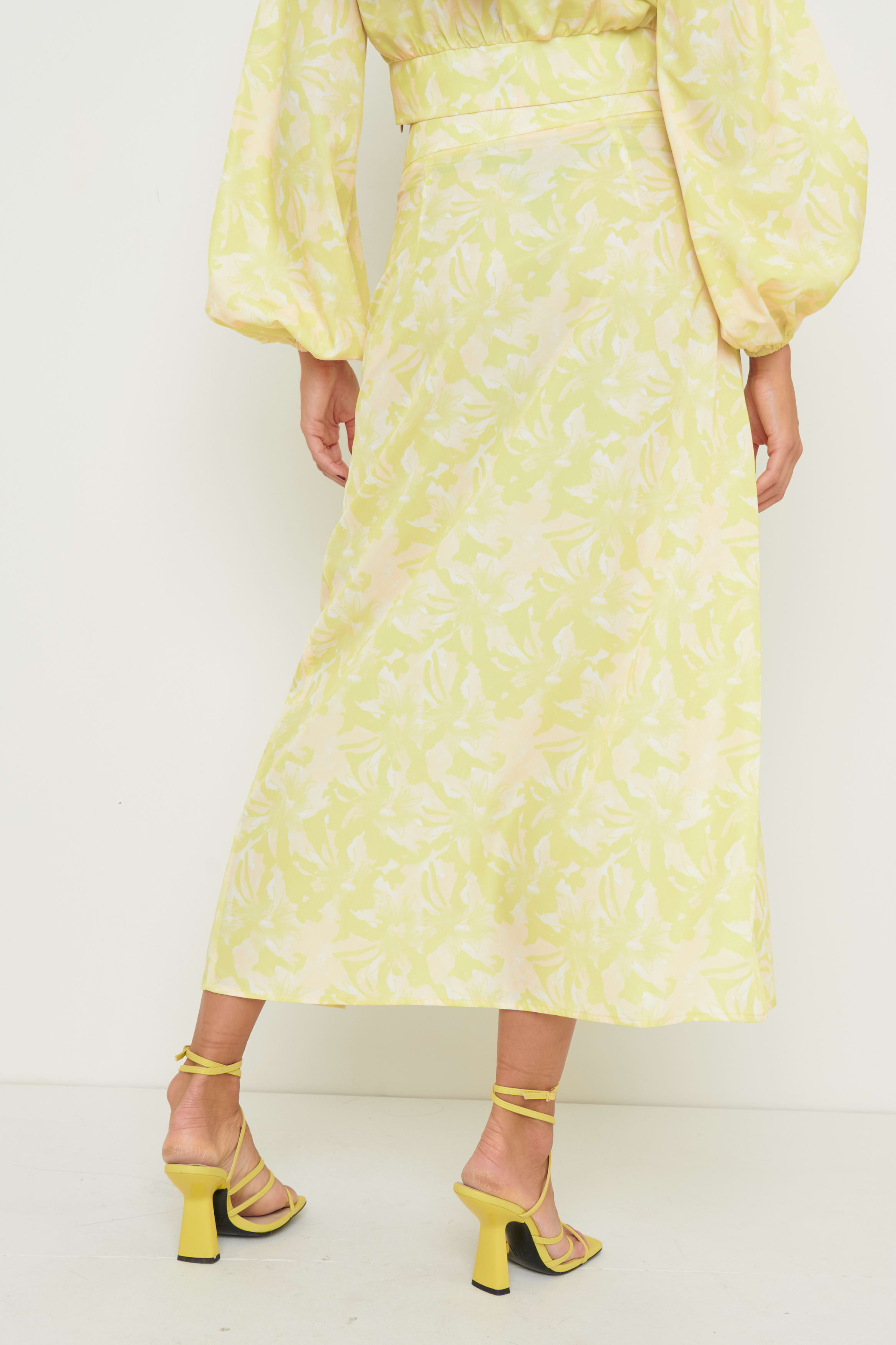 Hadley Tie Midaxi Skirt - Chartreuse Floral