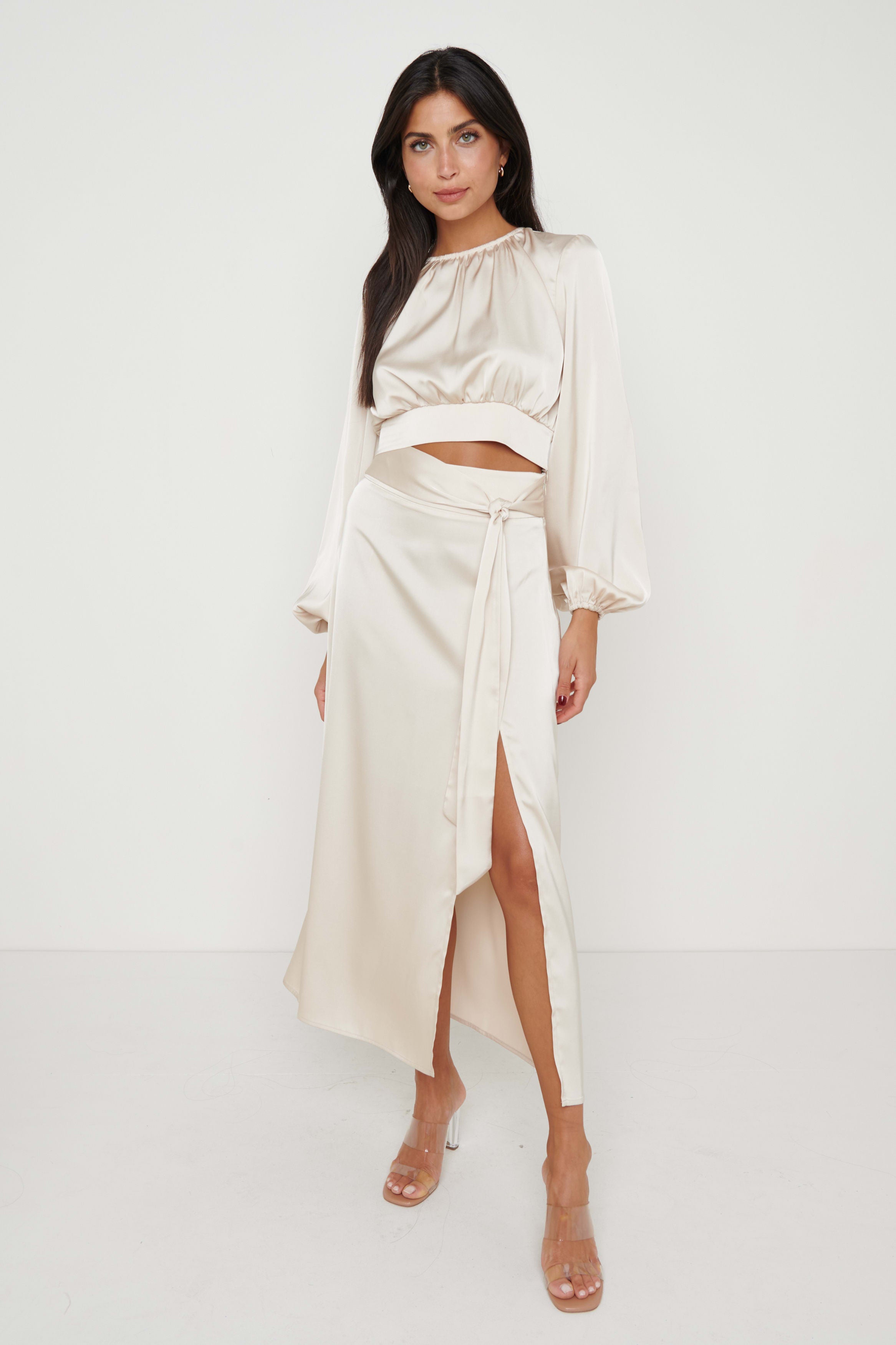 Hadley Tie Midaxi Skirt - Oyster