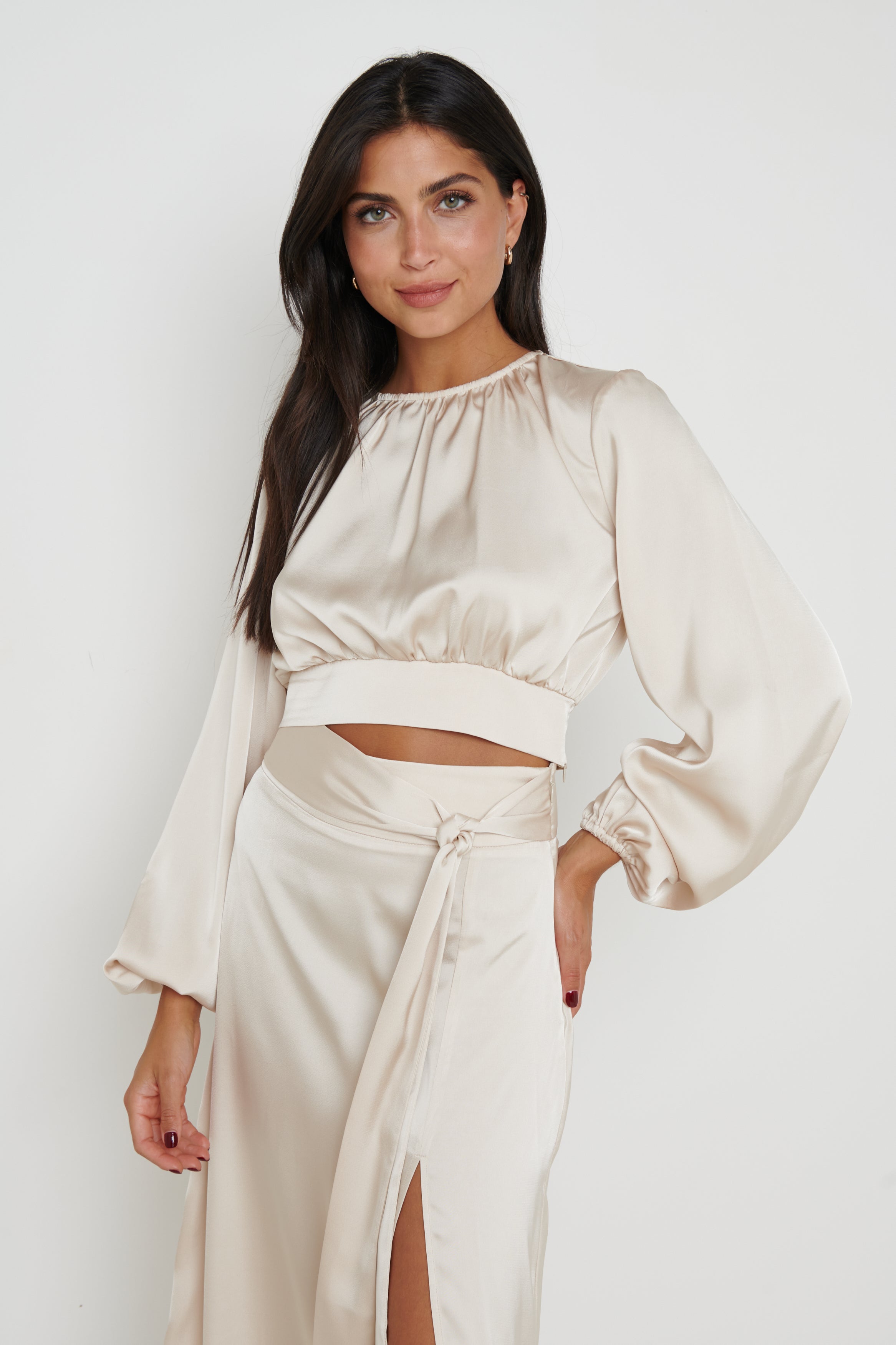Hadley Tie Midaxi Skirt - Oyster
