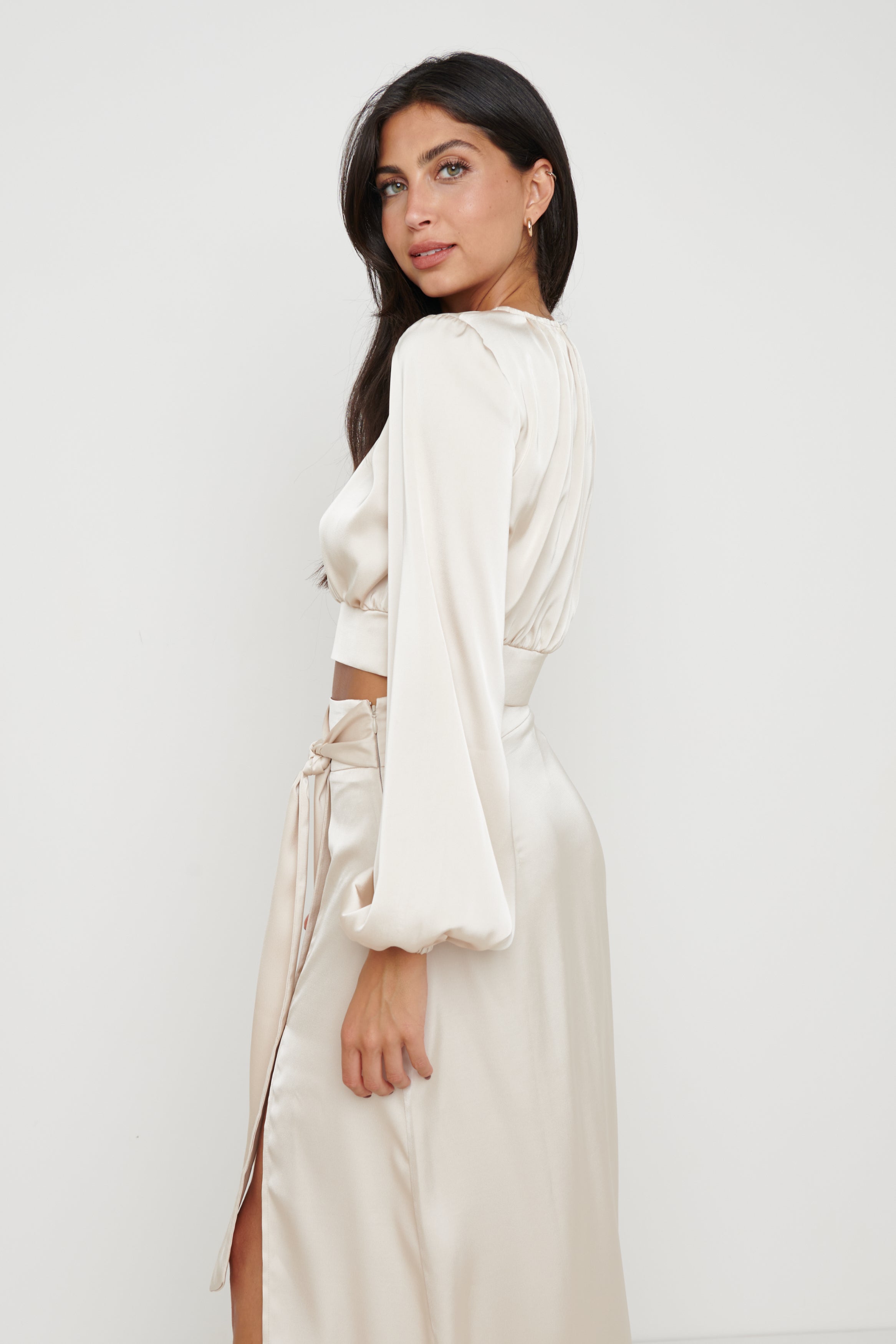 Hadley Tie Midaxi Skirt - Oyster