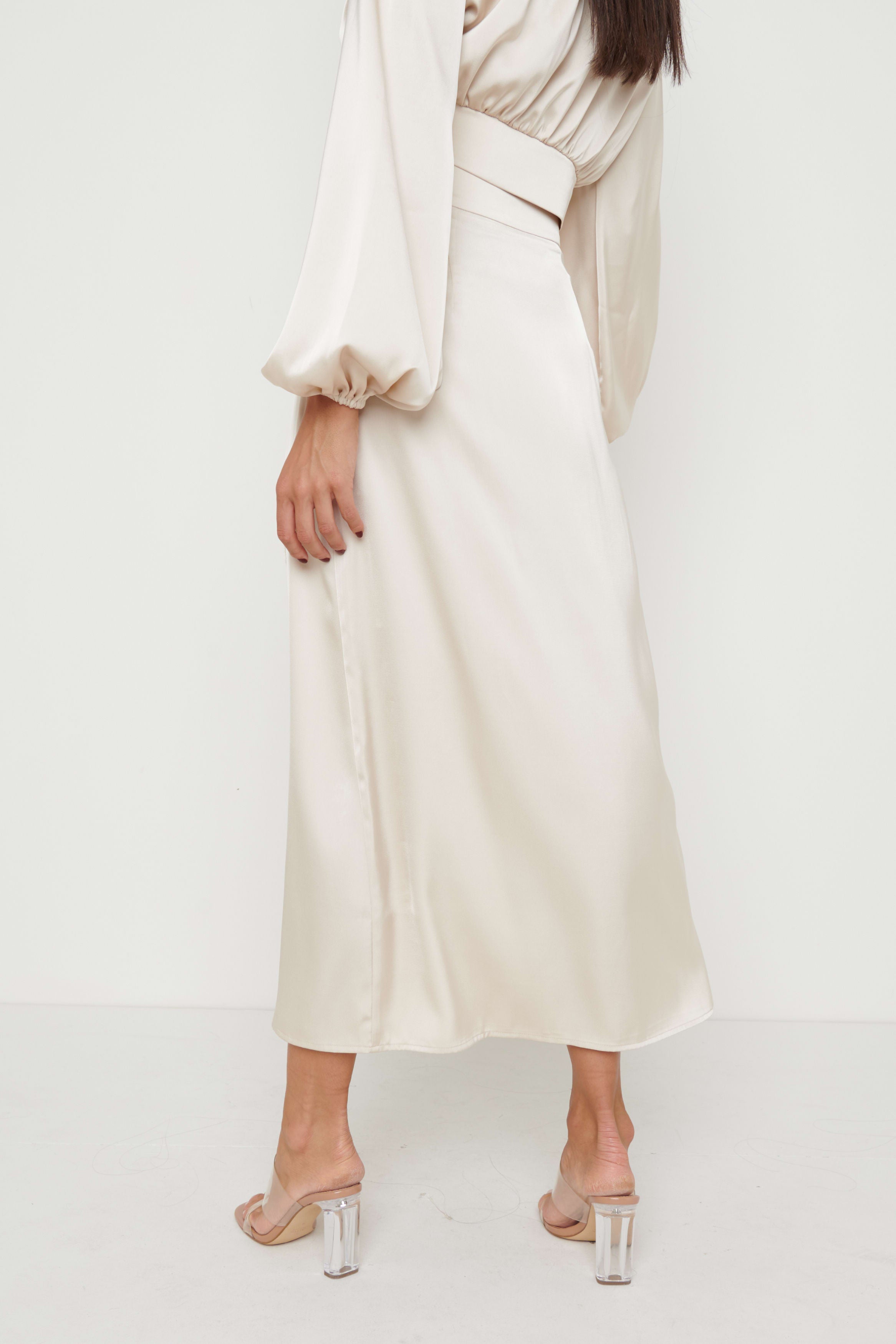 Hadley Tie Midaxi Skirt - Oyster