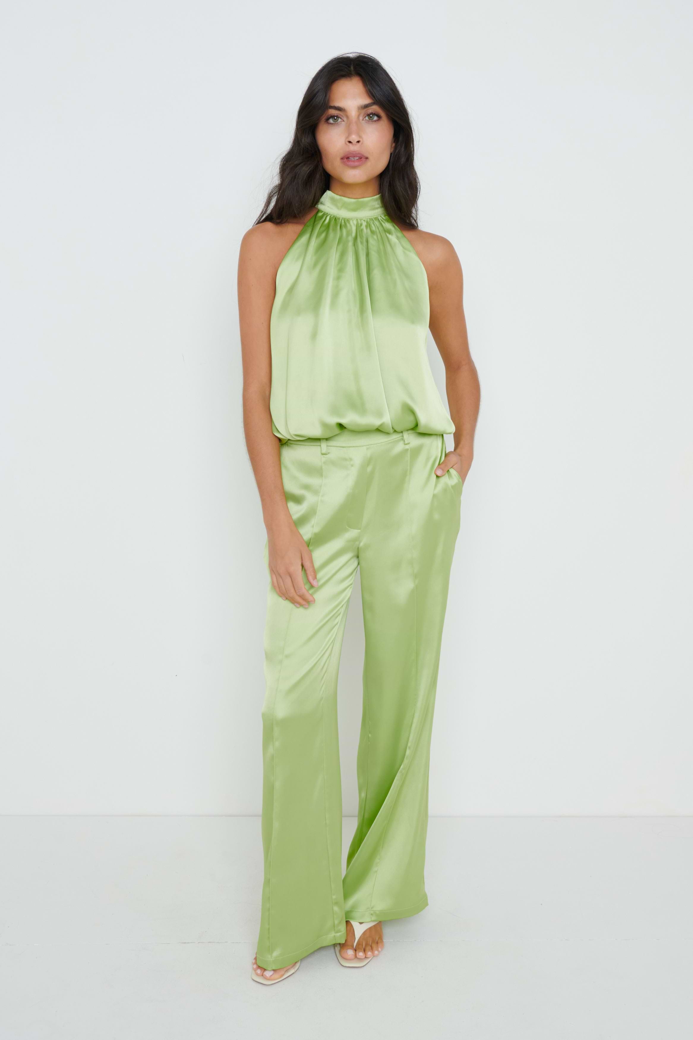 Hailee Bubble Hem Blouse - Green