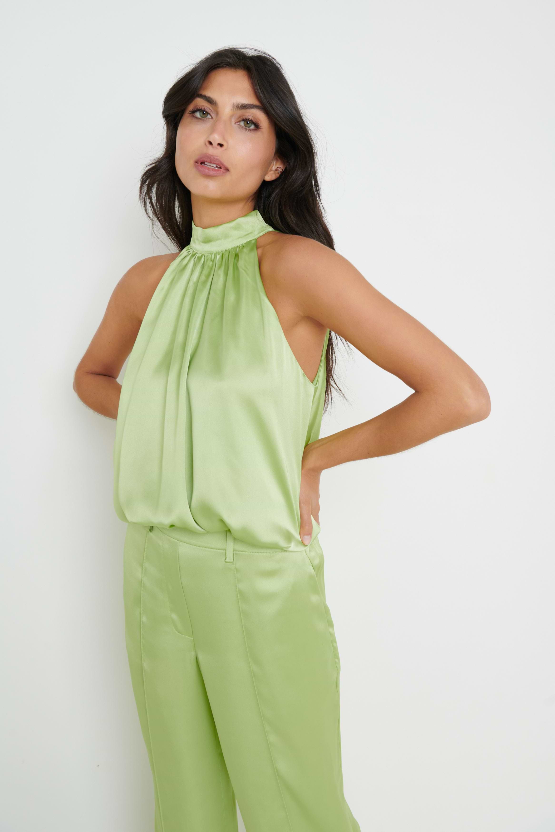 Hailee Bubble Hem Blouse - Green