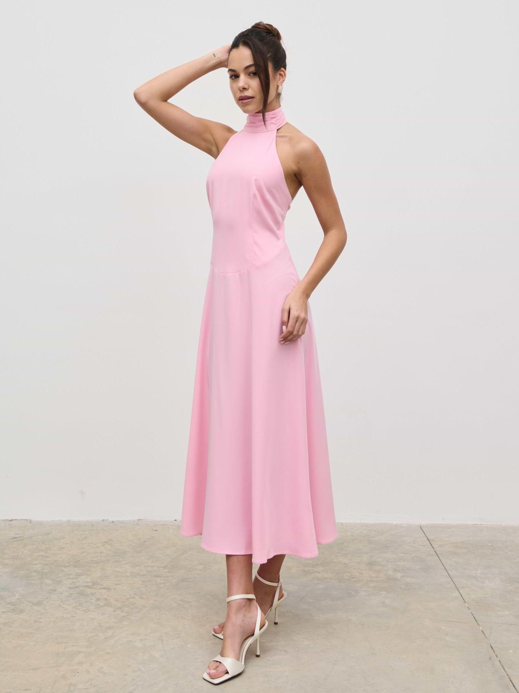 Haisley Dropped Waist Midaxi Dress - Peony Pink