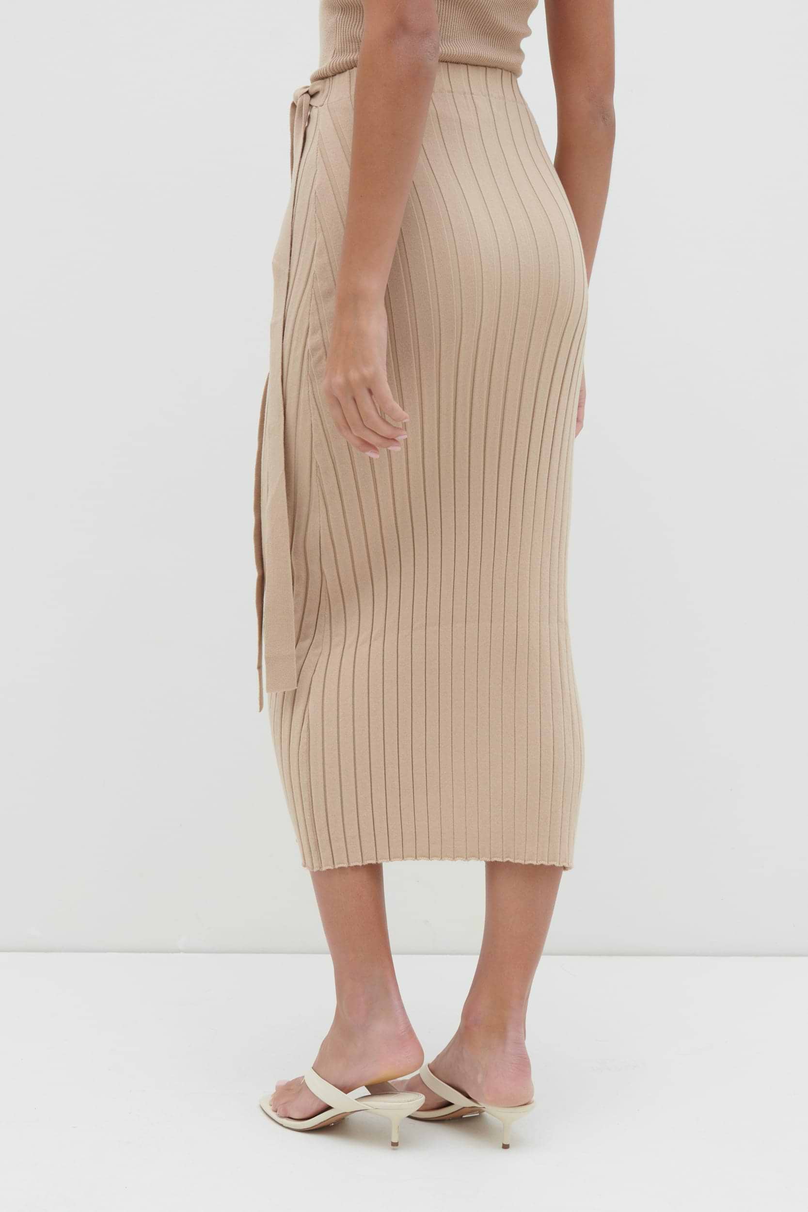Hallie Wrap Midaxi Skirt - Beige