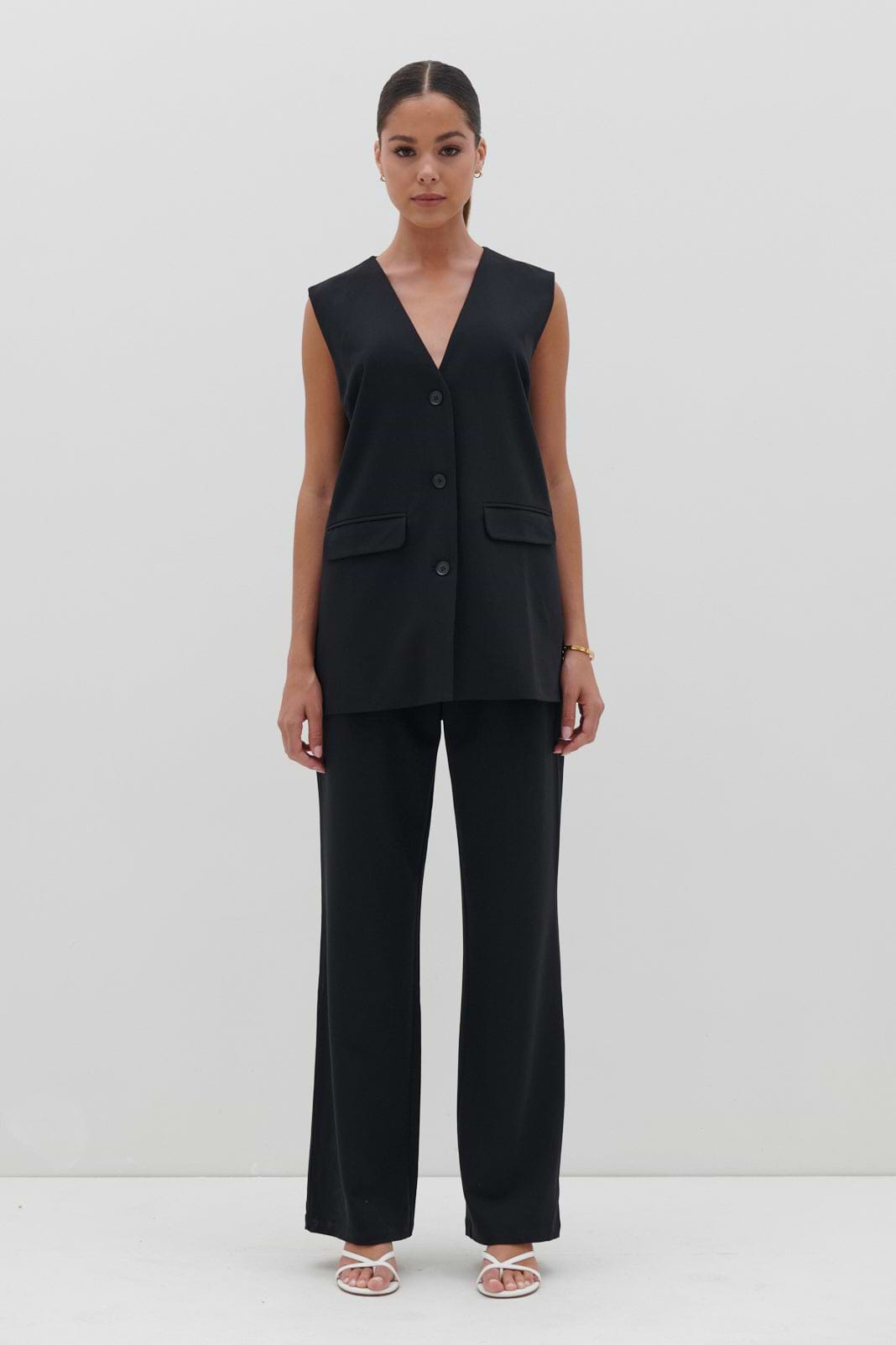 Harlee Sleeveless Waistcoat - Black