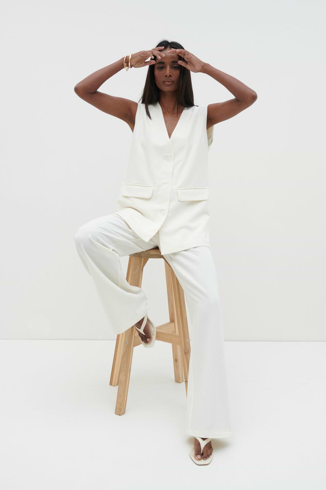 Harlee Straight Leg Trousers - Cream