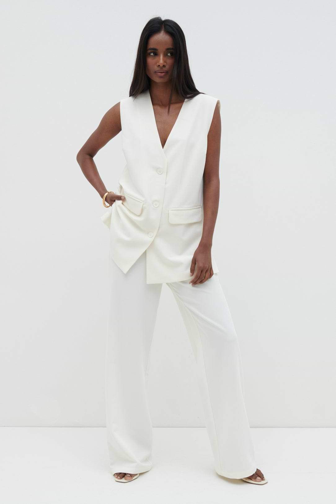 Harlee Sleeveless Waistcoat - Cream