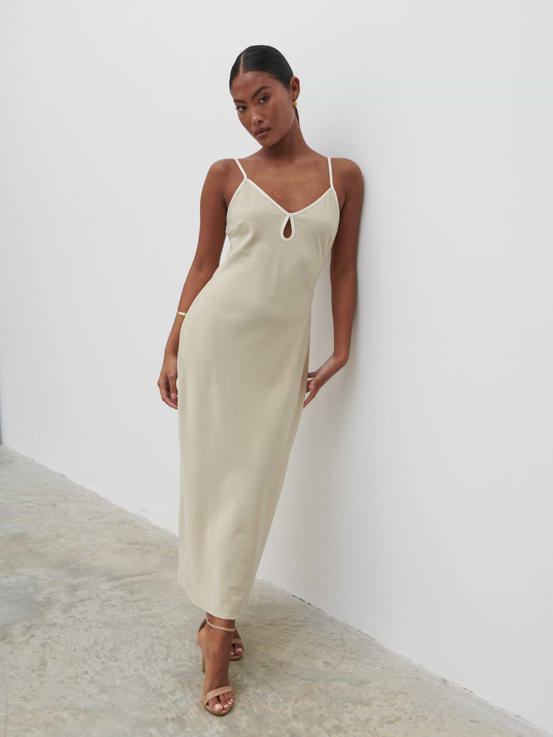 Harper Slip Midaxi Dress - Gold and Oyster
