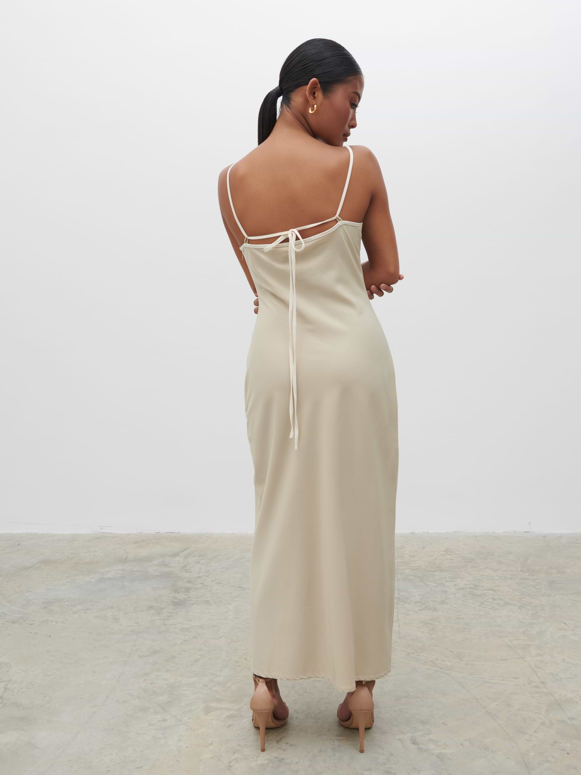 Harper Slip Midaxi Dress - Gold and Oyster