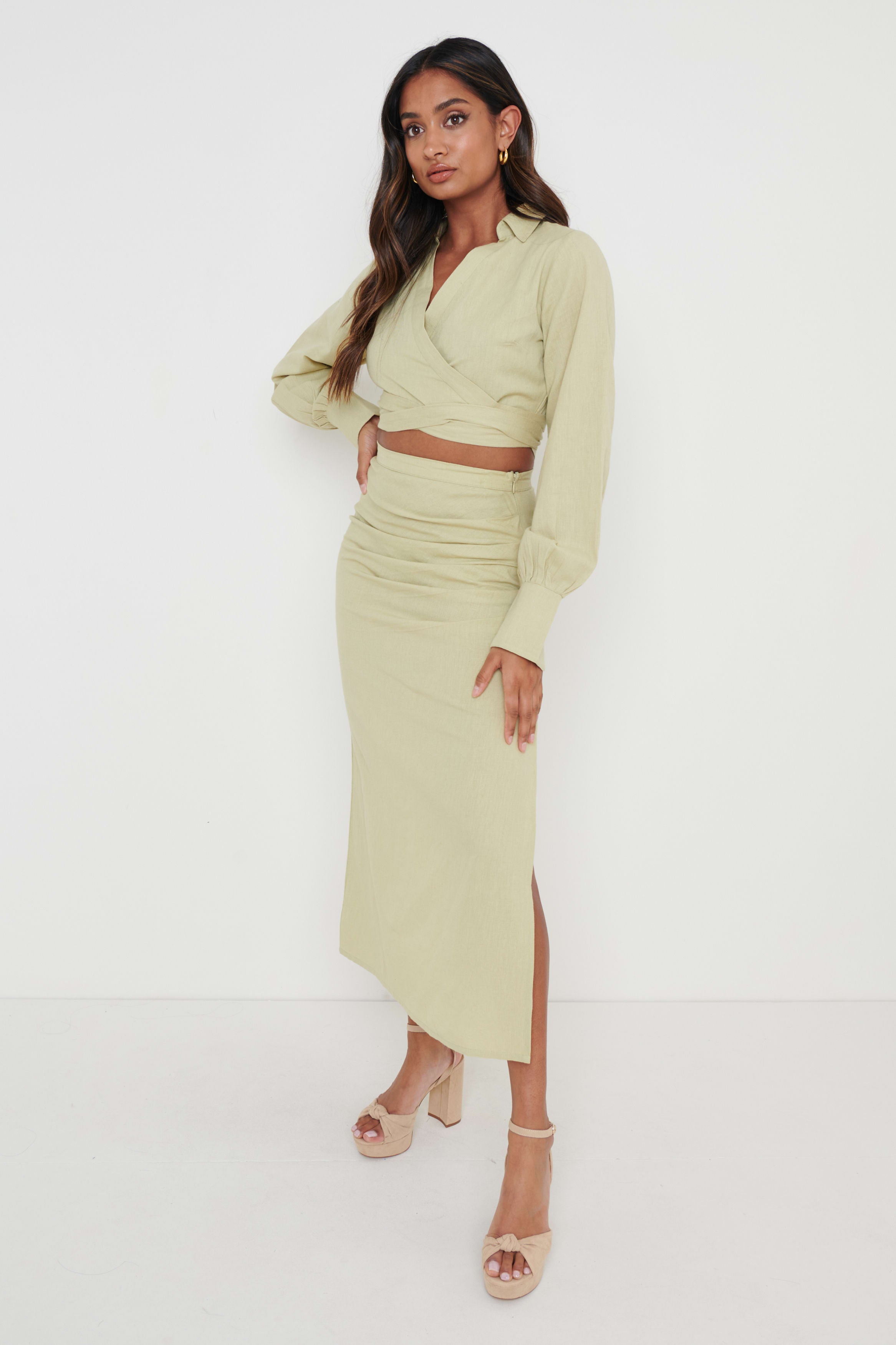 Harrie Tie Blouse - Olive Green