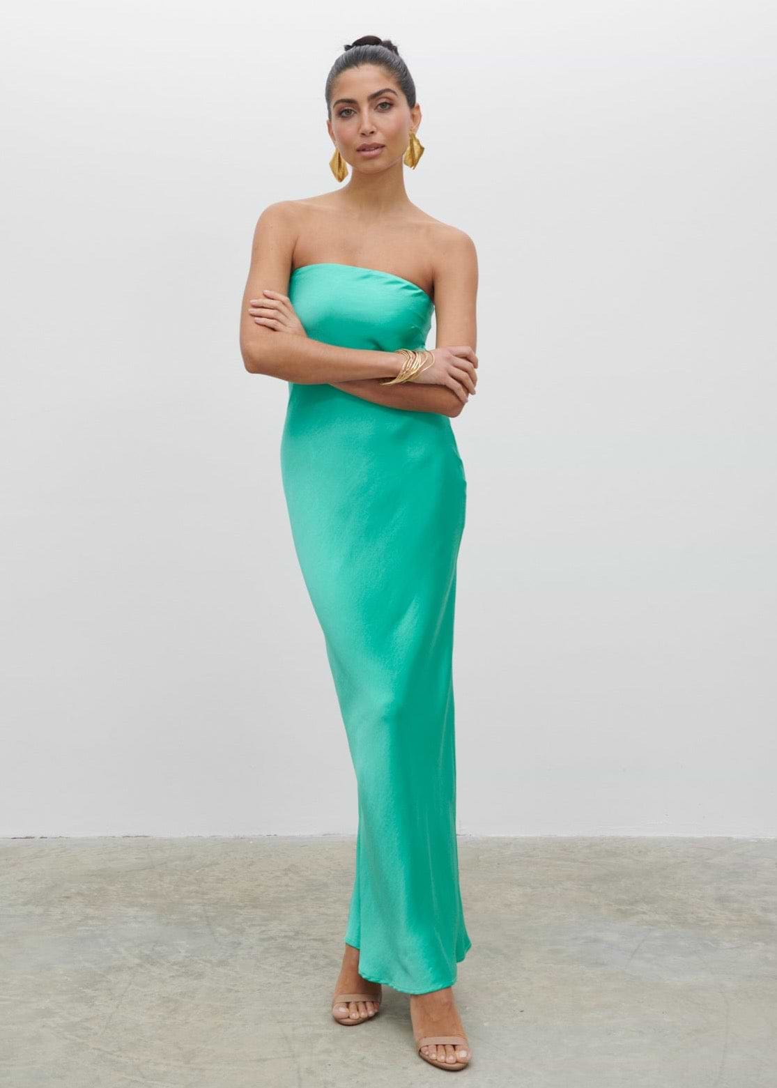 Heather Bandeau Maxi Dress - Jade Green