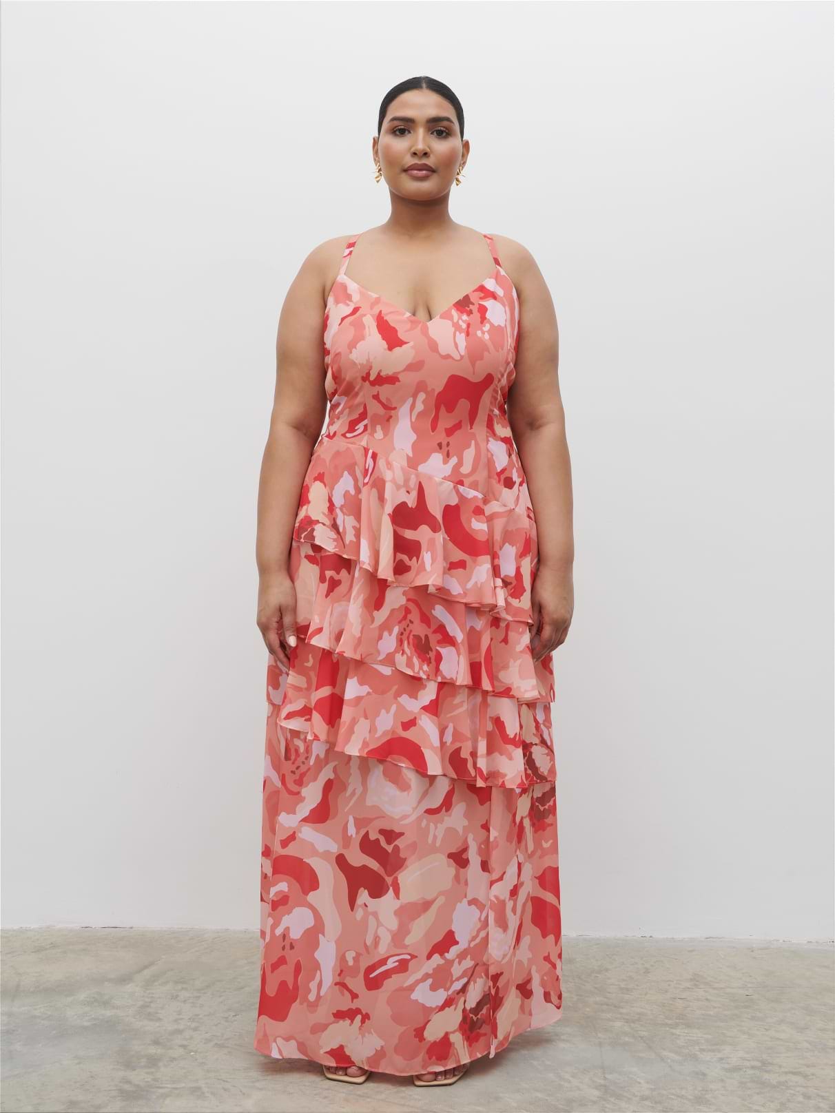 Hettie Maxi Dress Curve - Abstract Multi Floral