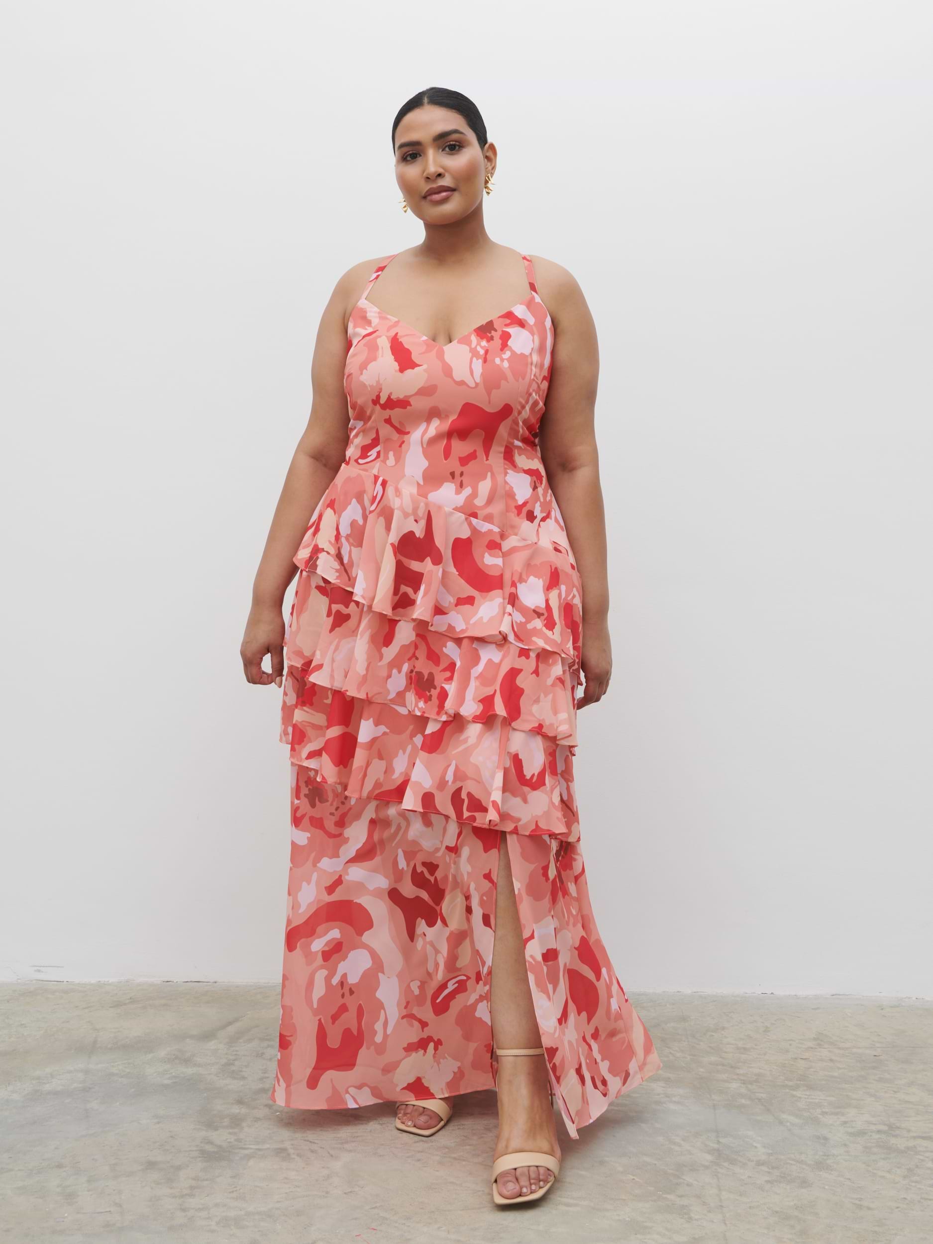 Hettie Maxi Dress Curve - Abstract Multi Floral