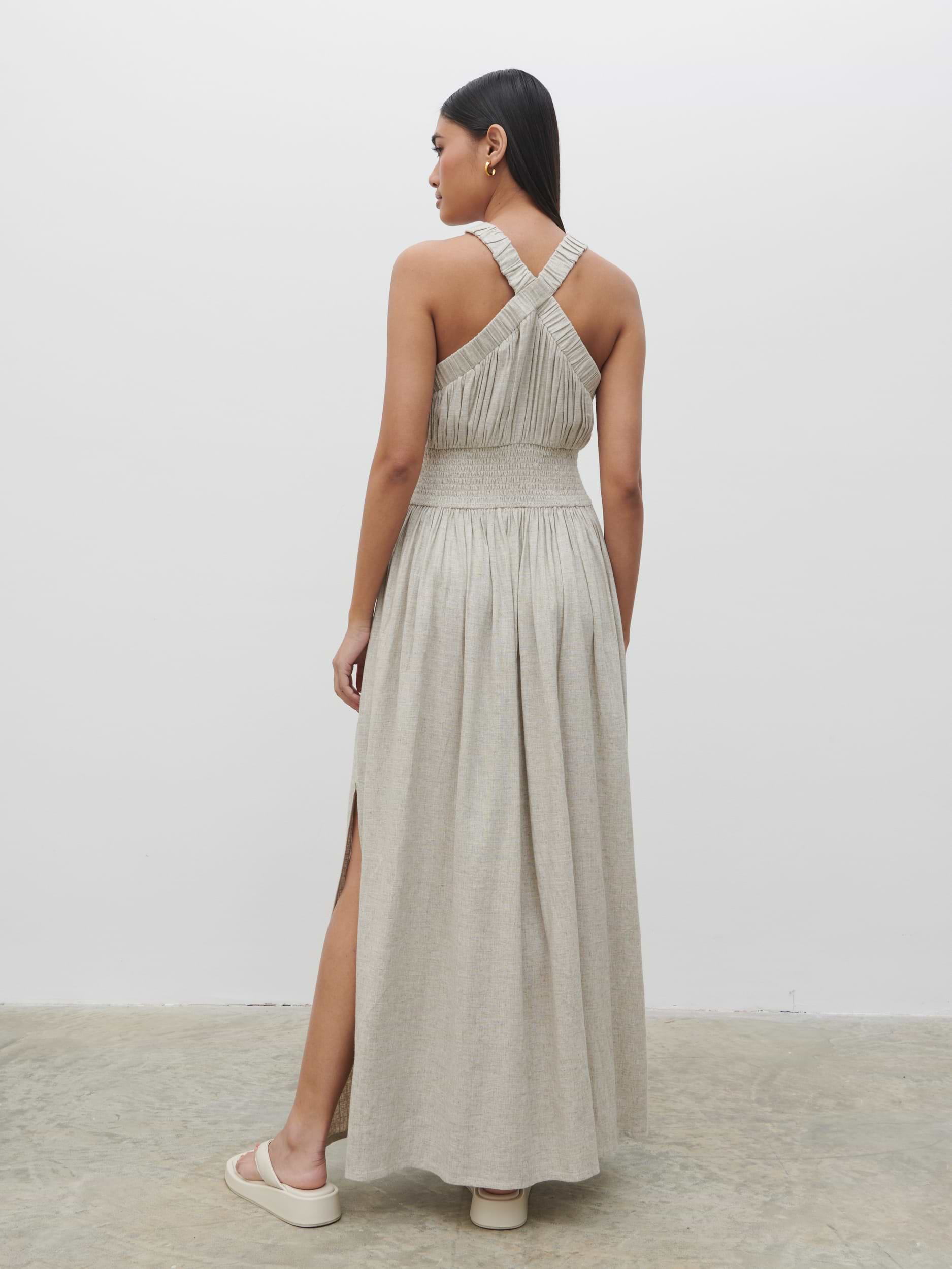 Hollie Shirred Maxi Dress - Natural