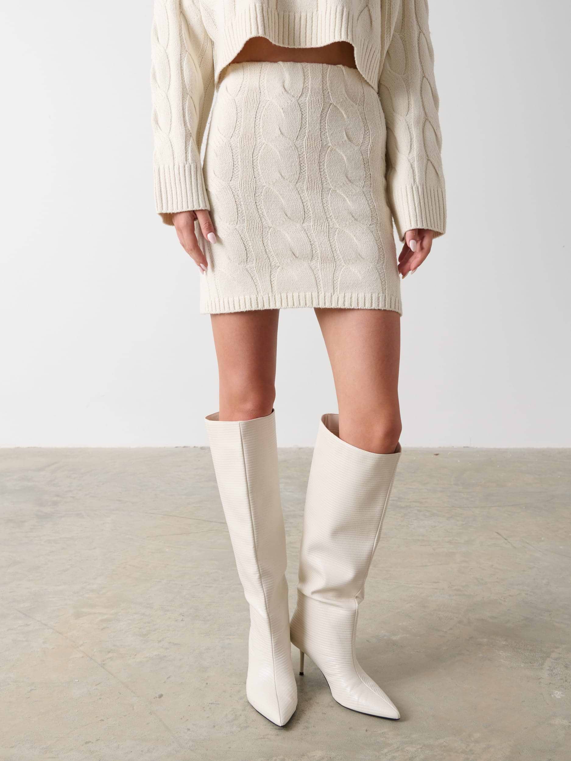 Hunter Cable Knit Mini Skirt - Cream