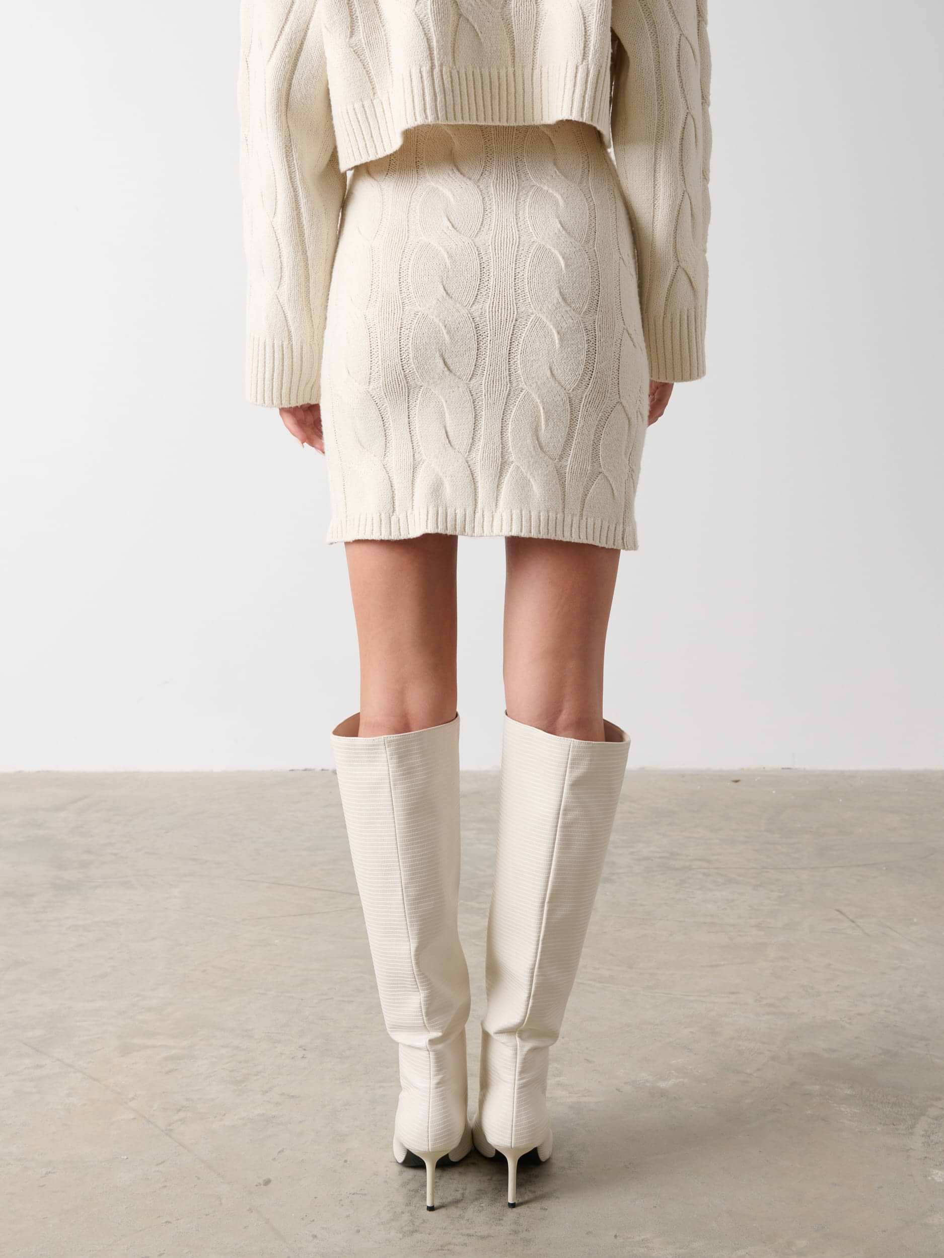 Hunter Cable Knit Mini Skirt - Cream