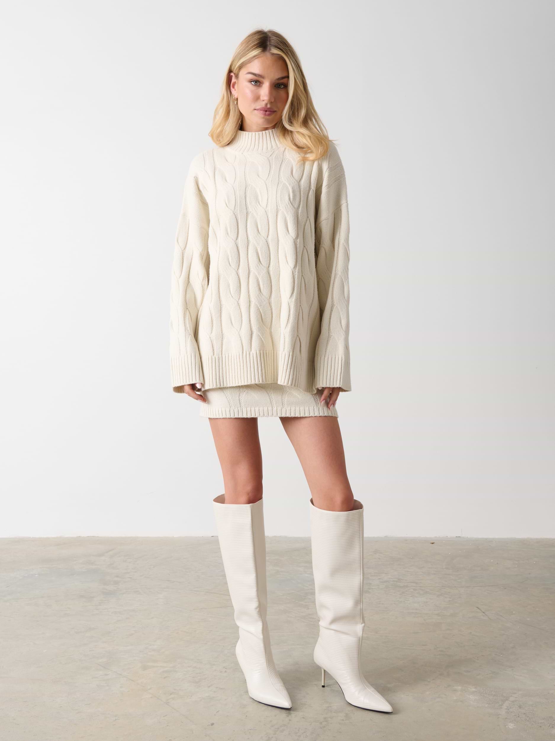 Hunter Cable Knit Mini Skirt - Cream