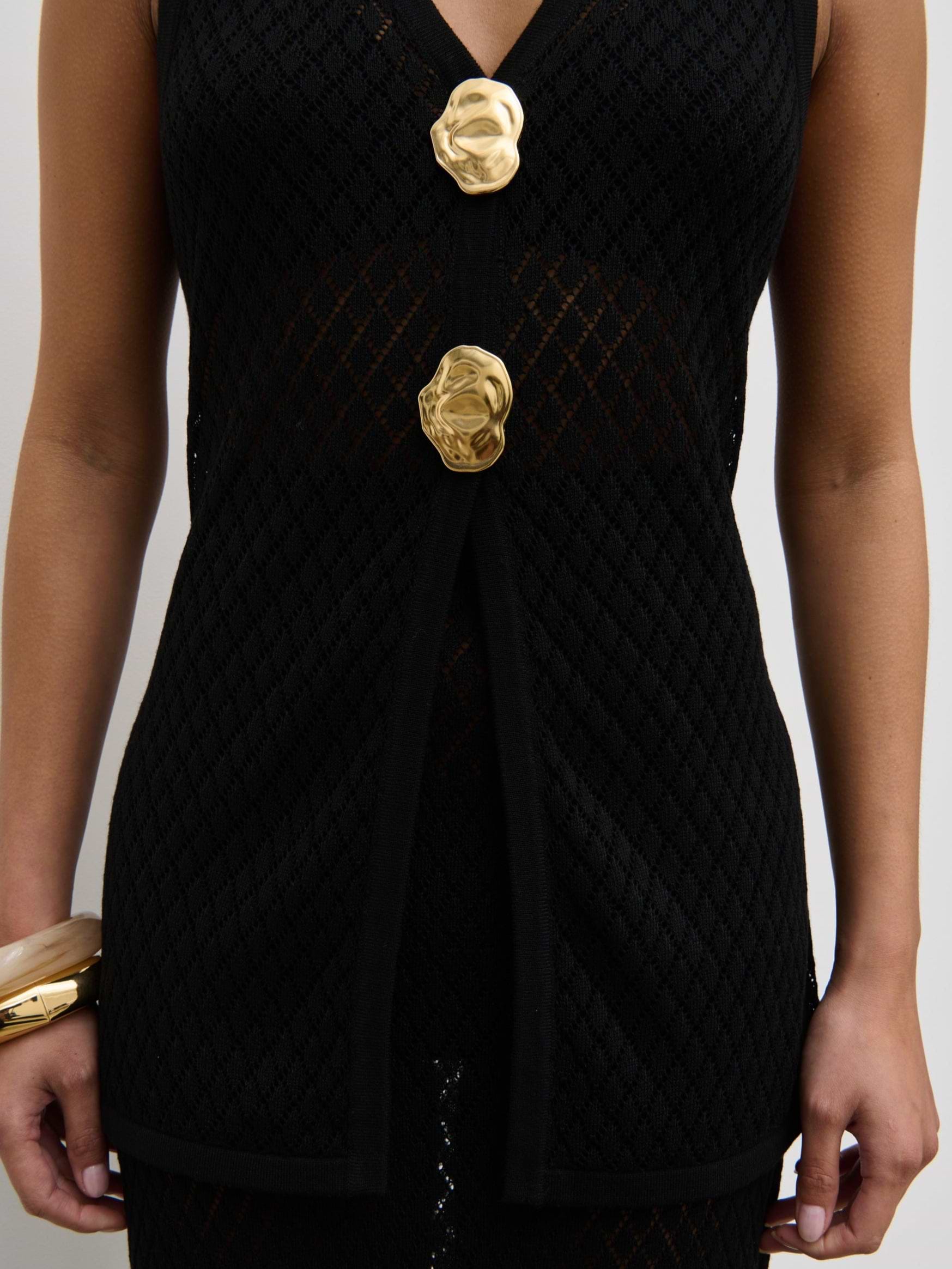 Imani Pointelle Knit Waistcoat - Black