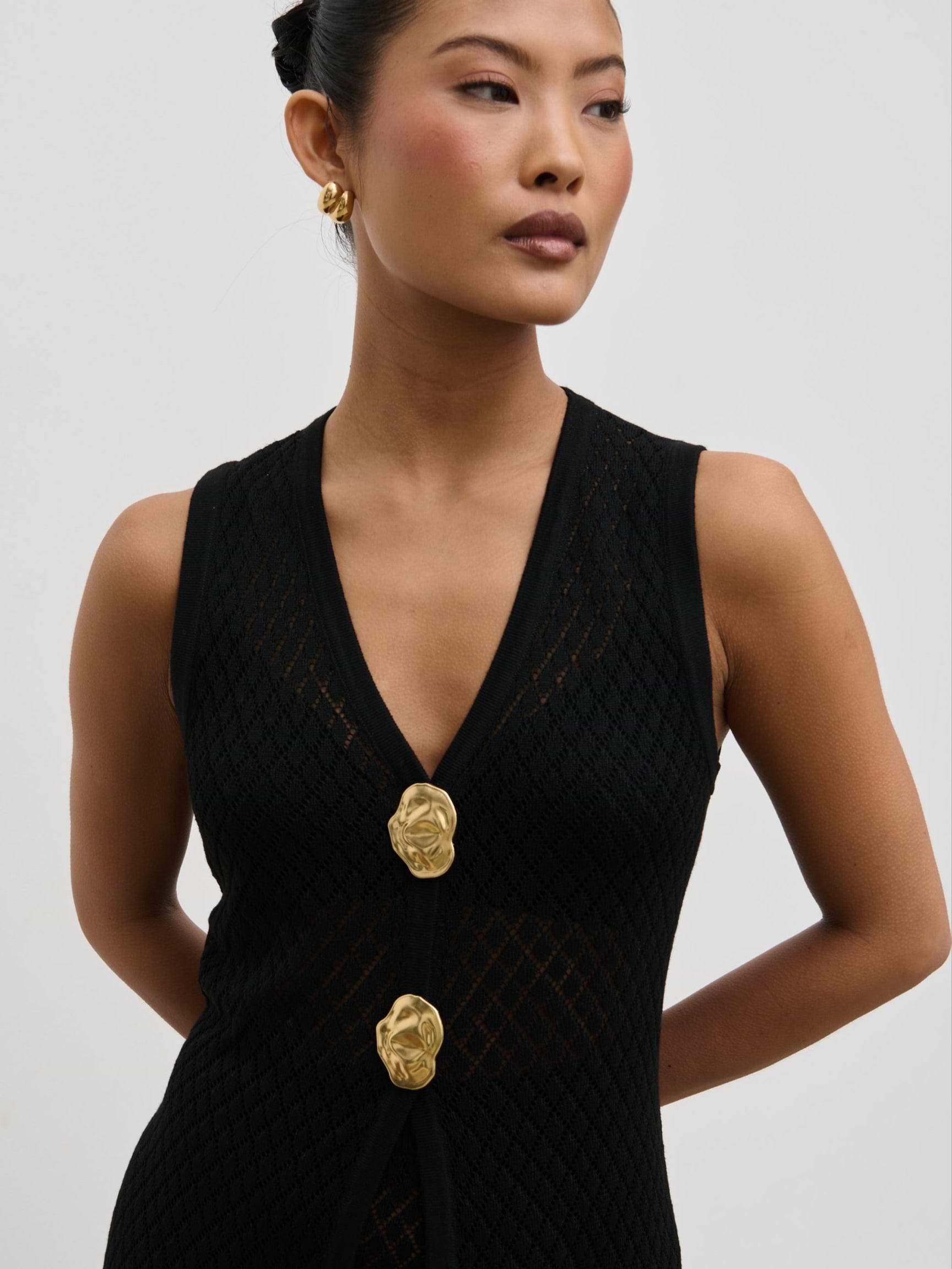 Imani Pointelle Knit Waistcoat - Black