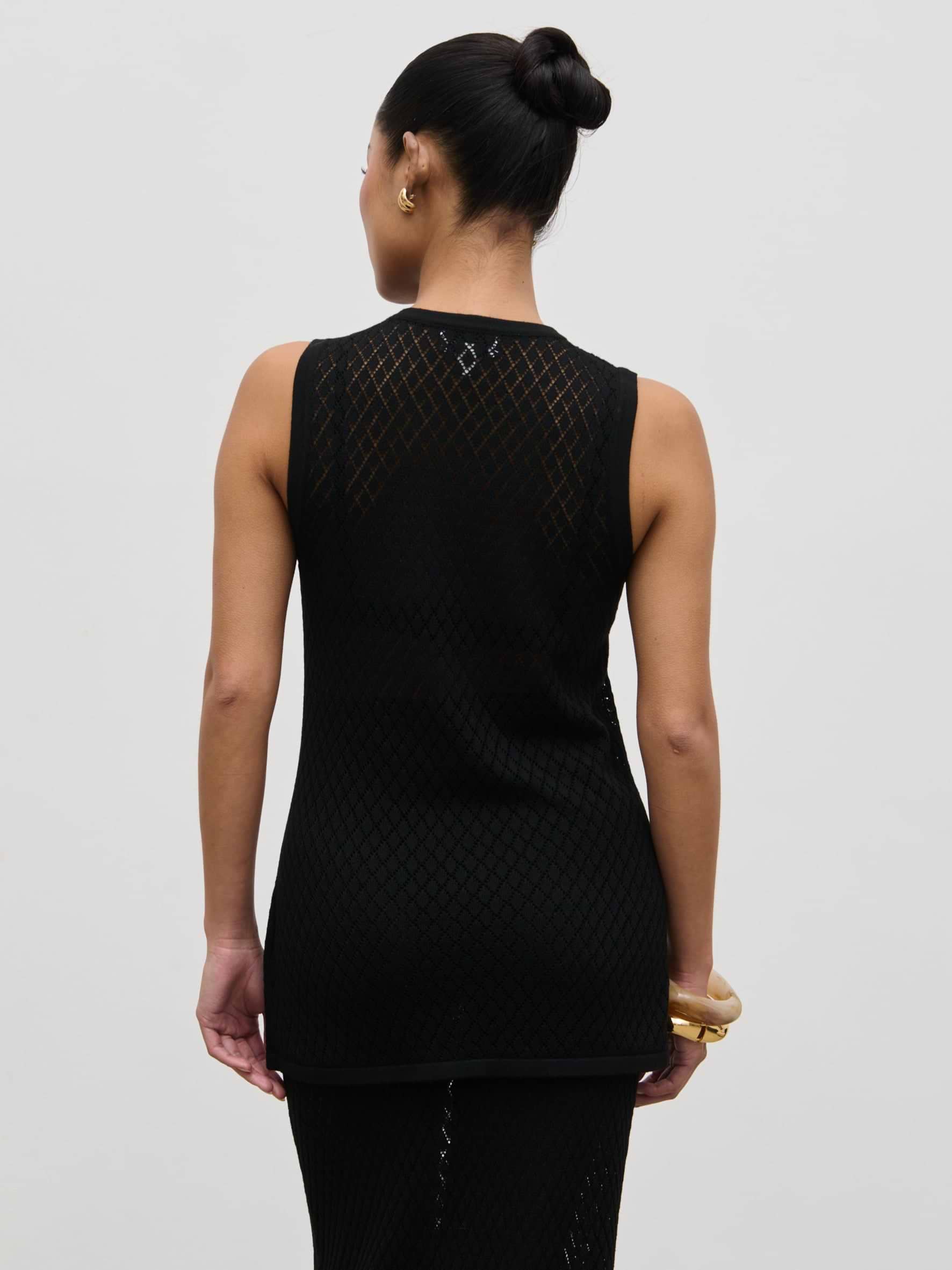 Imani Pointelle Knit Waistcoat - Black