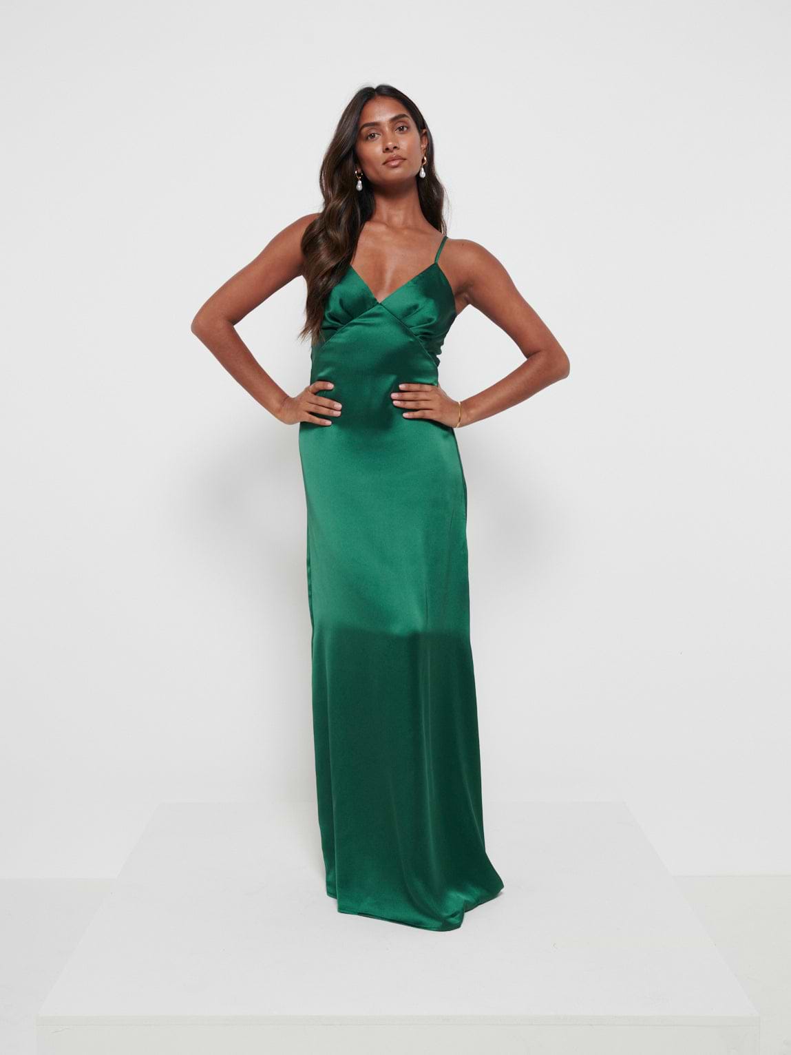 Ines Recycled Maxi Bridesmaids Dress - Matte Emerald