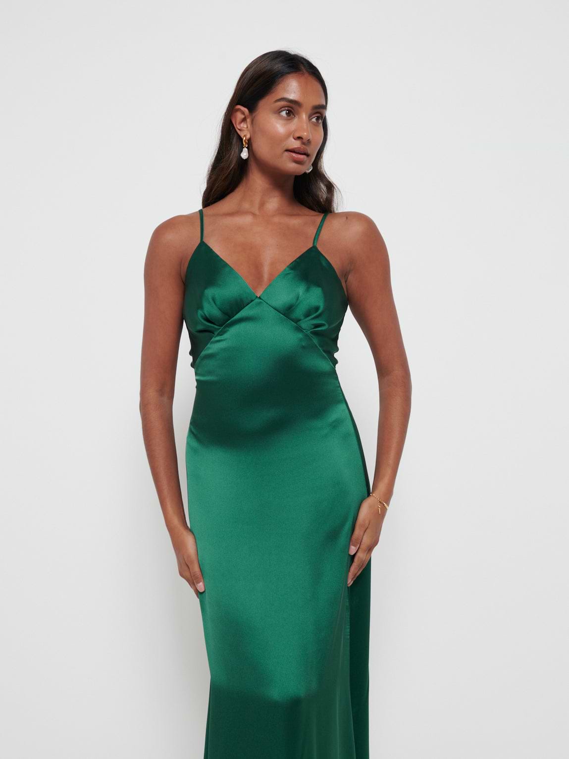 Ines Recycled Maxi Bridesmaids Dress - Matte Emerald