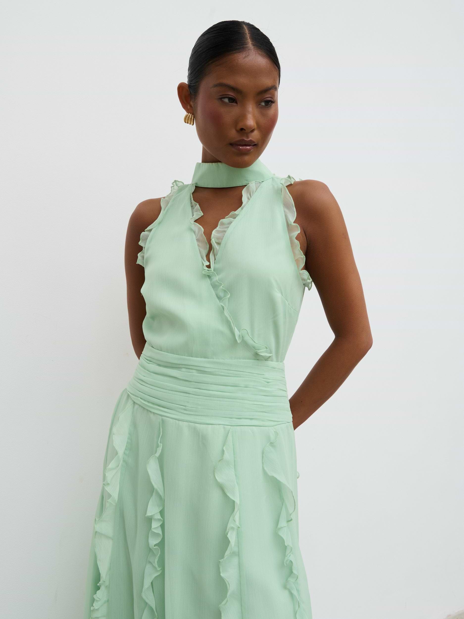 Ingrid Ruffle Maxi Dress - Sage