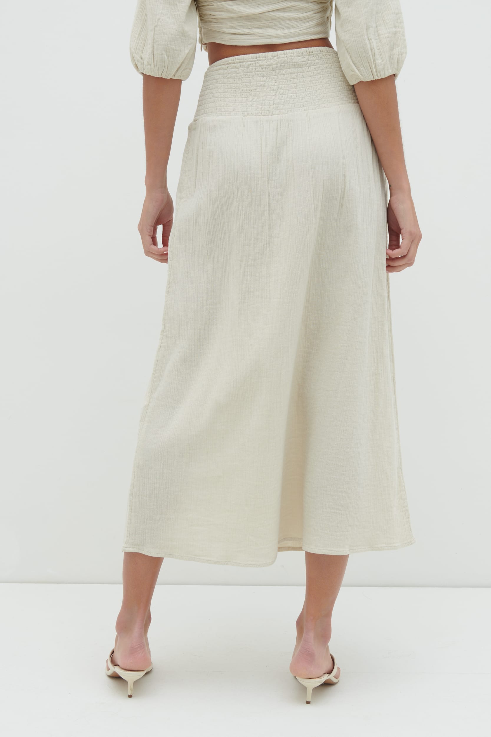 Ingrid Ruched Midaxi Skirt - Beige
