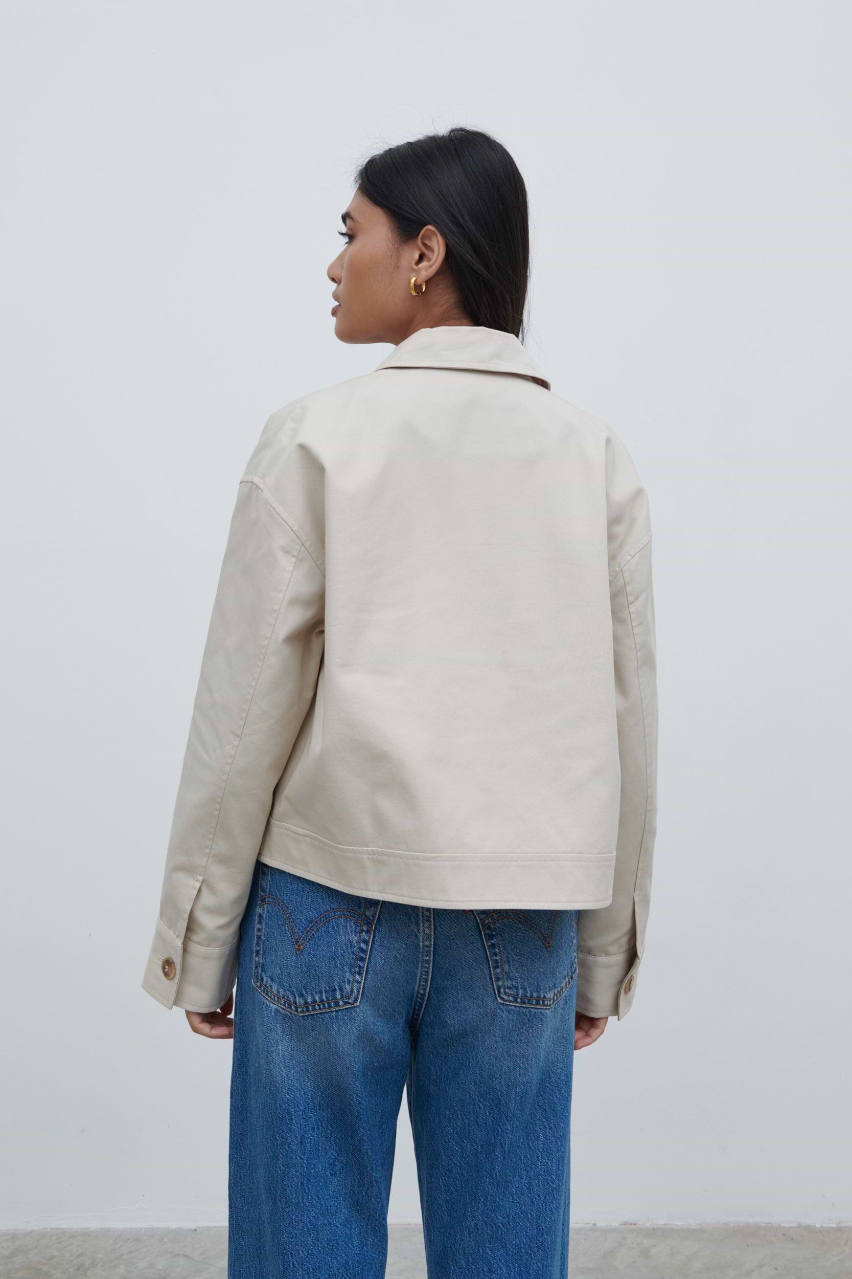 Isla Cropped Trench Coat - Stone