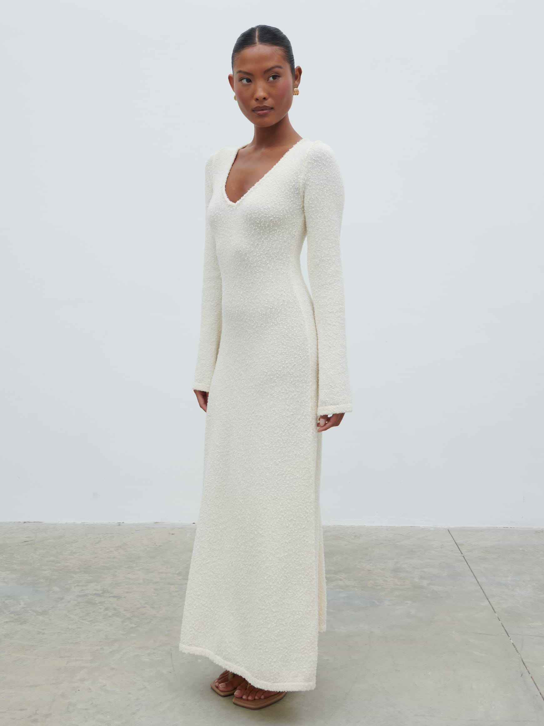 Ivy Boucle Knit Midaxi Dress - Cream