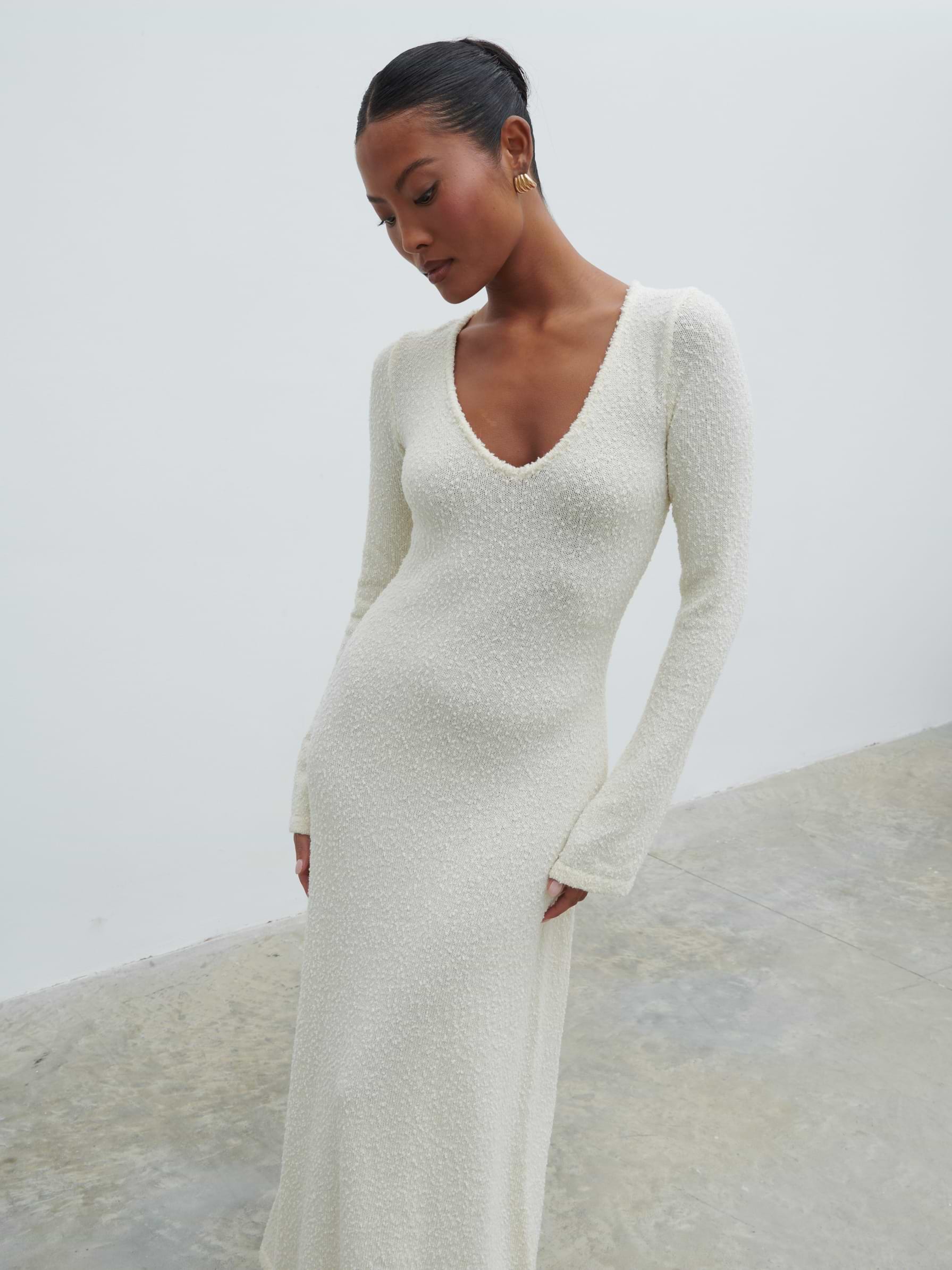 Ivy Boucle Knit Midaxi Dress - Cream