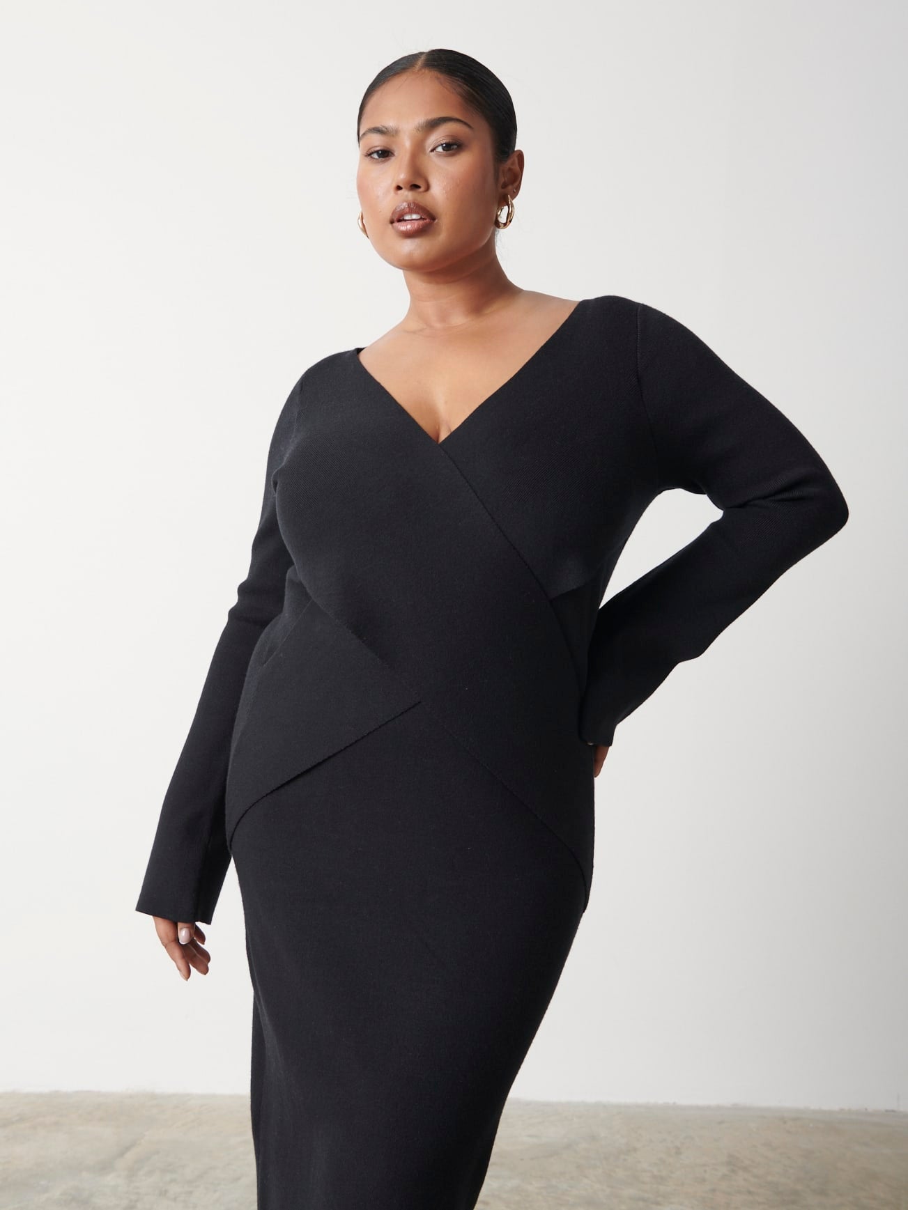 Jacklin Wrap Midaxi Dress Curve - Black